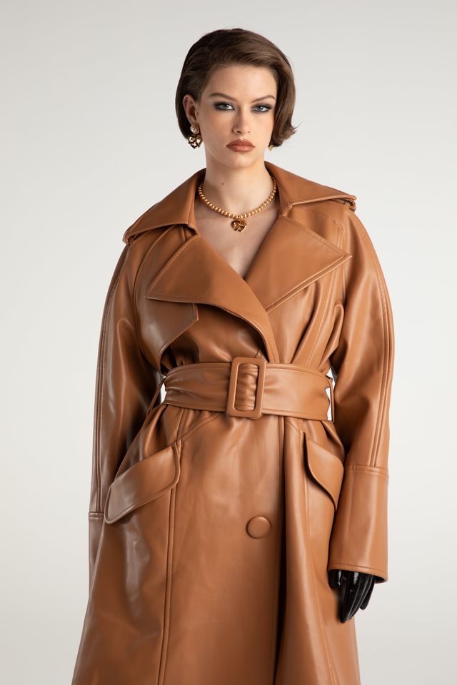 NJ Keira Leather Trench Coat