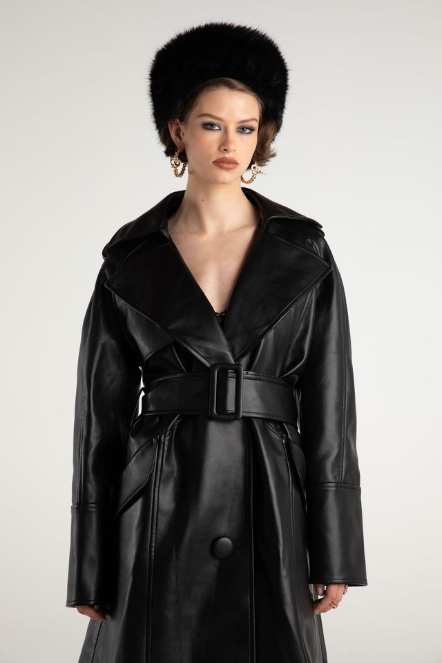 NJ Keira Leather Trench Coat
