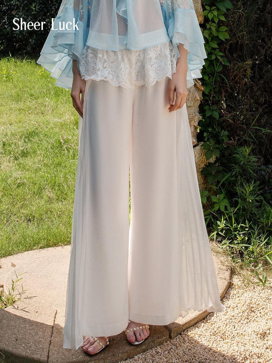 SHEERLUCK SLKZ25301 Lace pleated patchwork loose pants