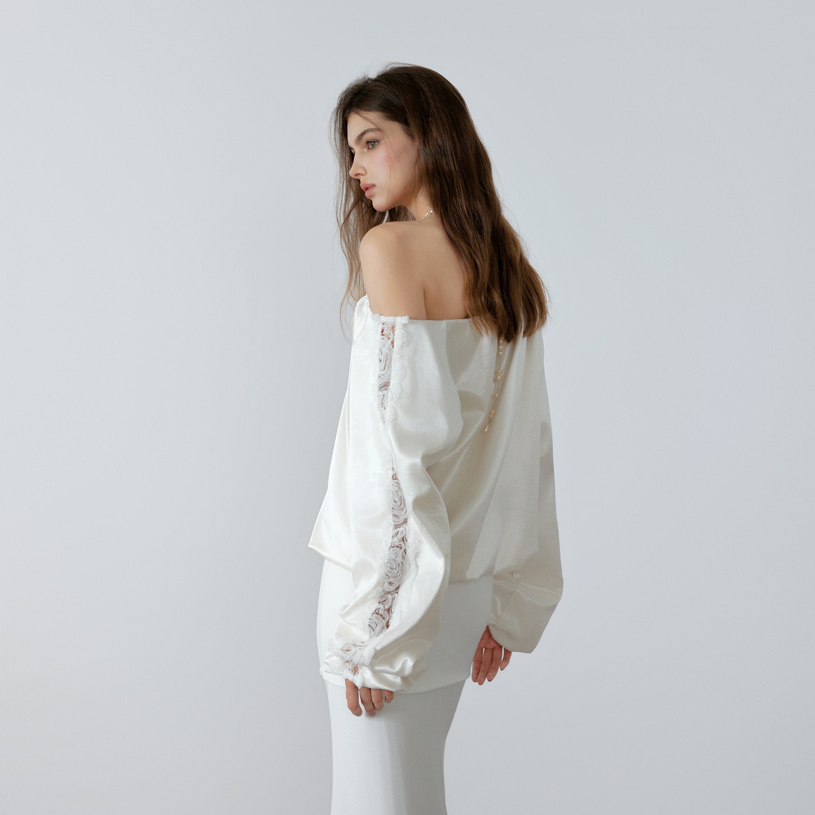 NONCESTNON N223 Satin one shoulder hoodie