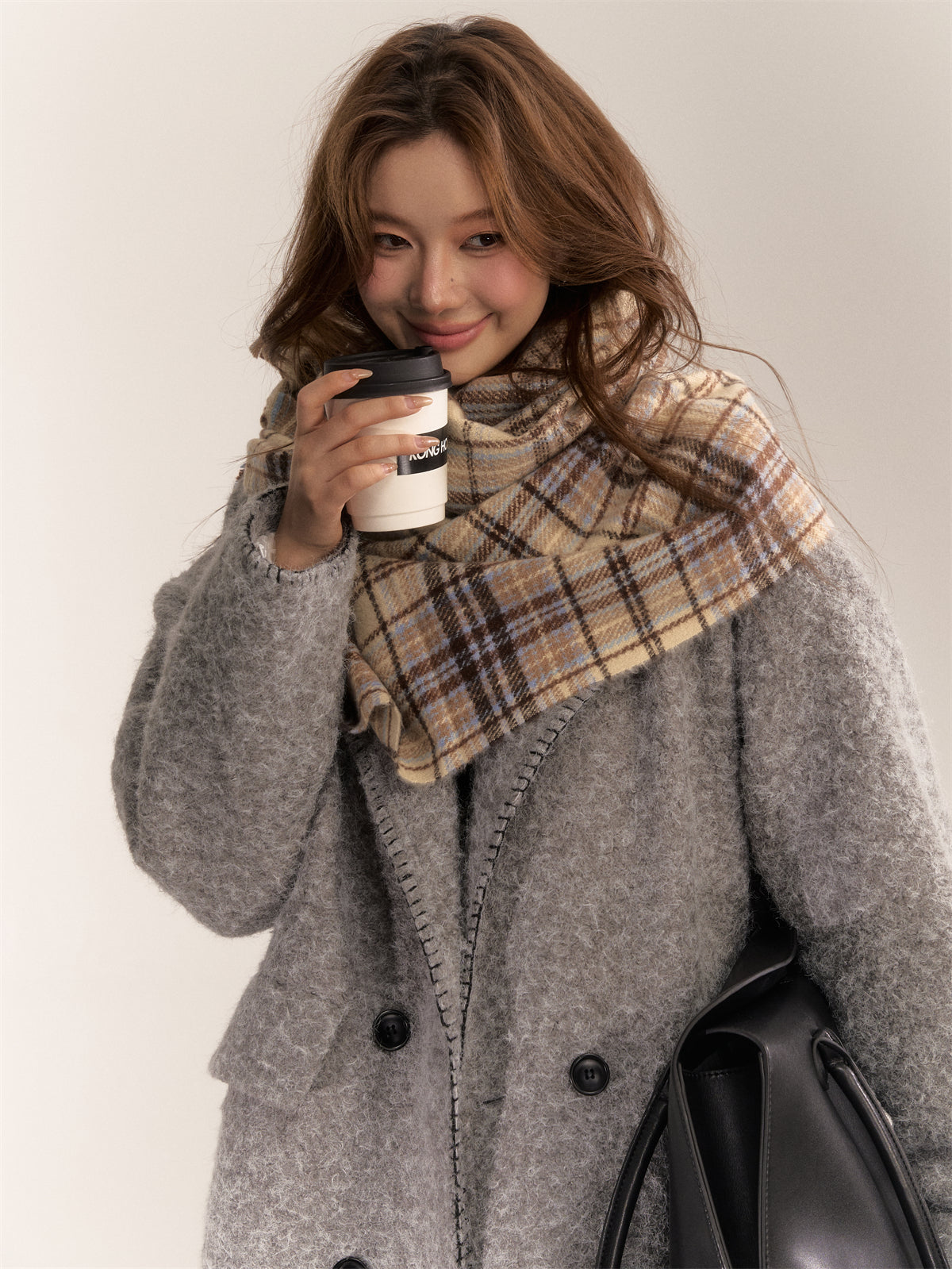 AsGony ASG24652 Soft plaid scarf