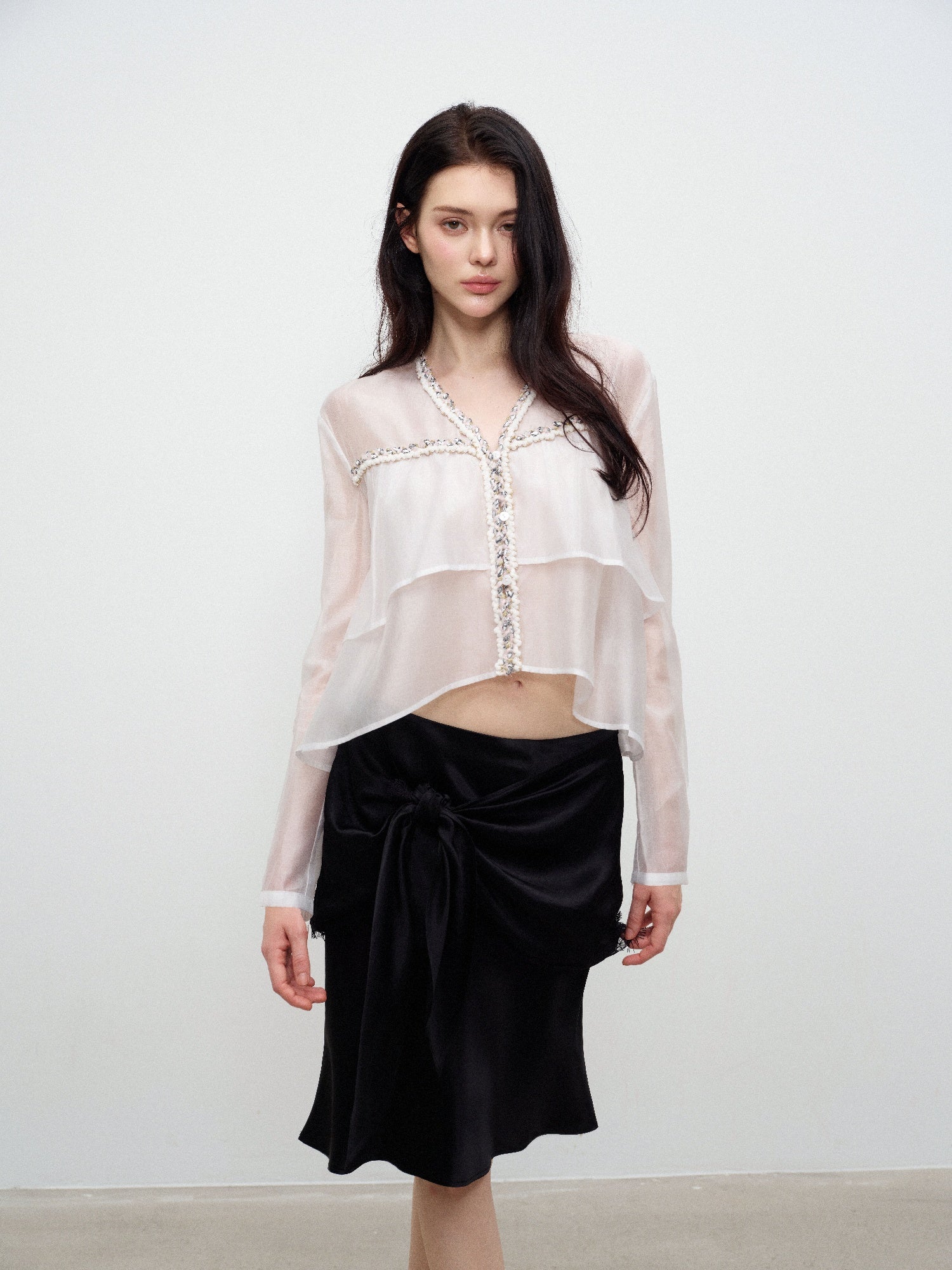 NONCESTNON N371 White Sheer Blouse