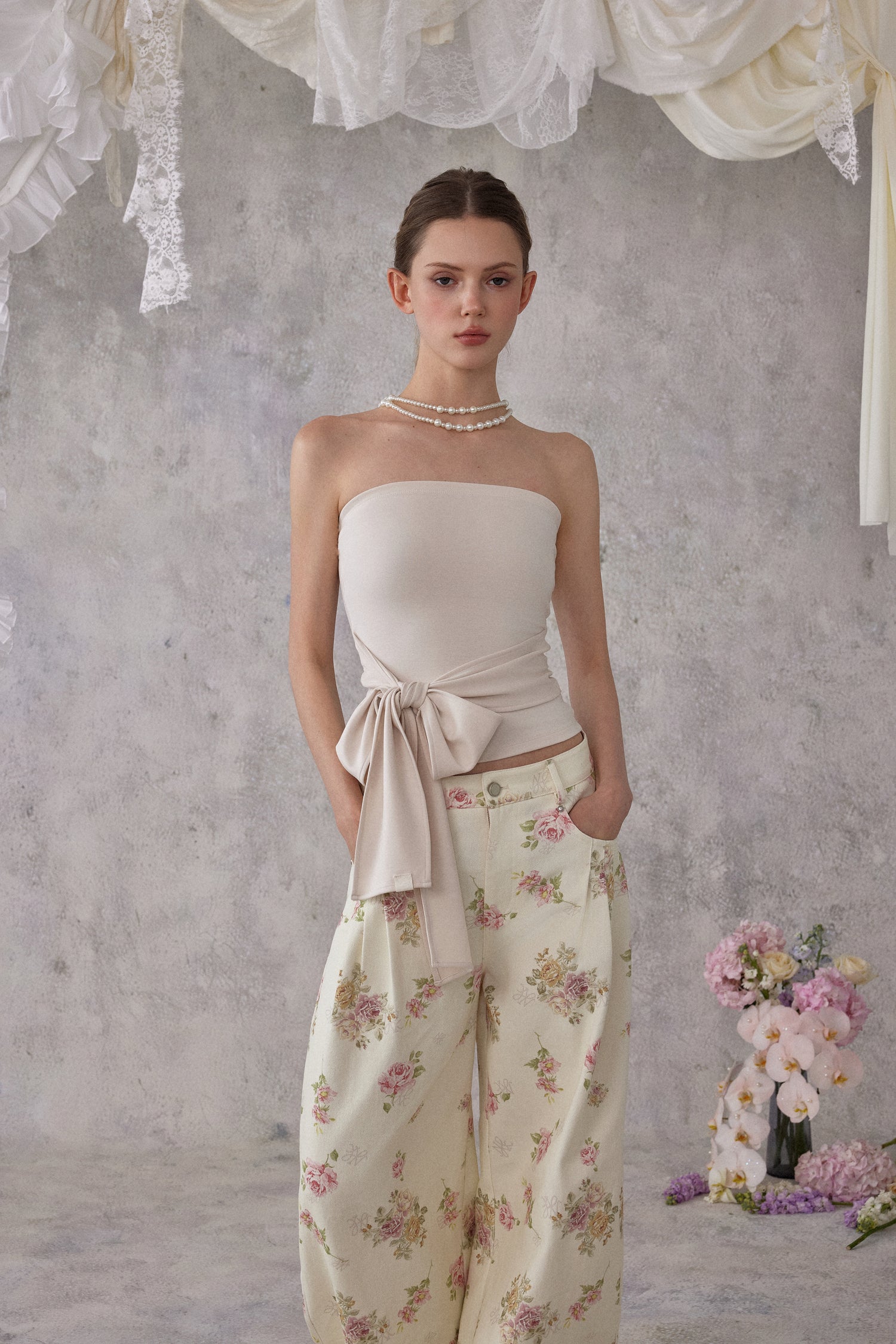 NOMEANSNO N171 Strapless tie up top (2color)