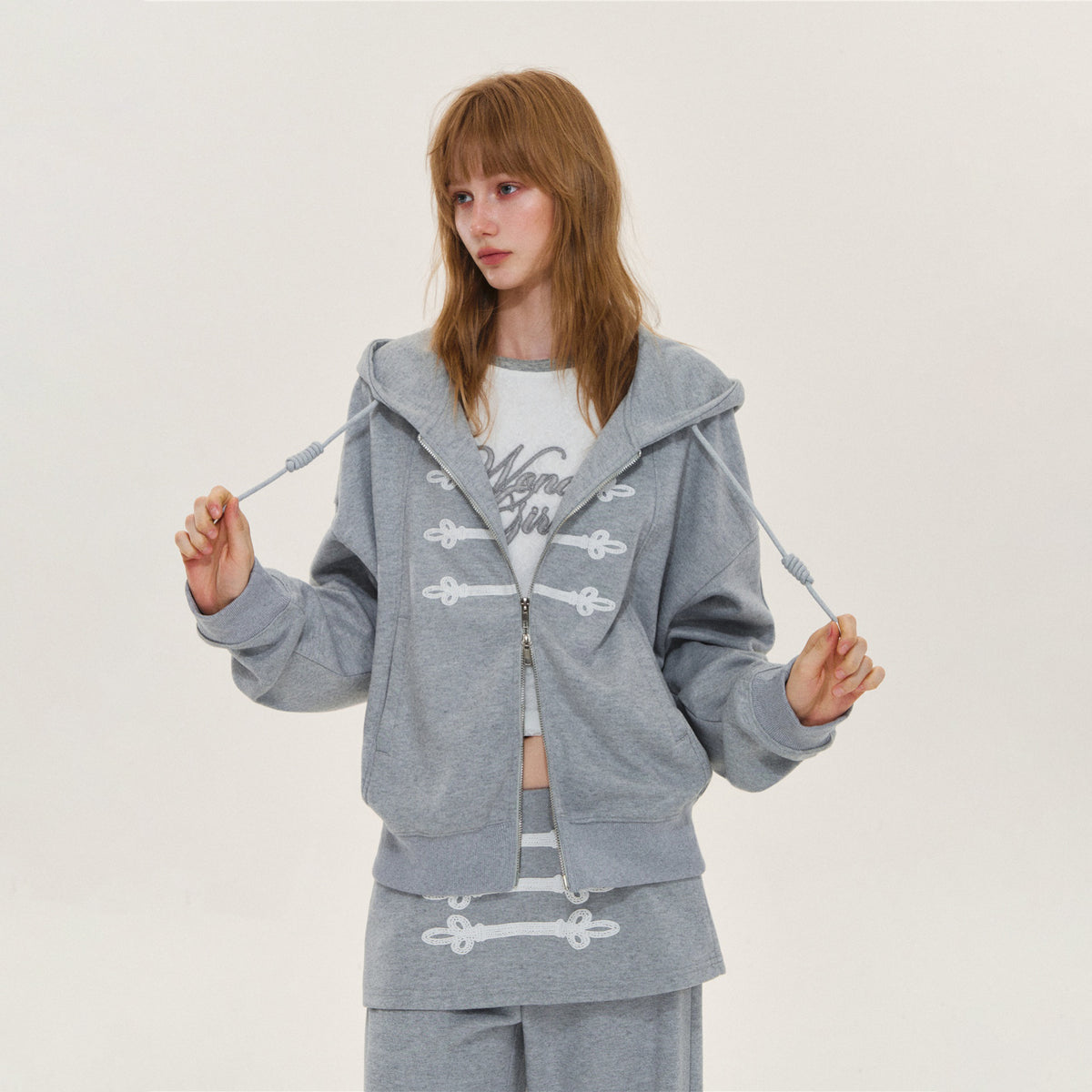 Asgony ASG26632 & ASG26633 Hoodie Jacket & Faux Layered Low-Rise Sweatpants