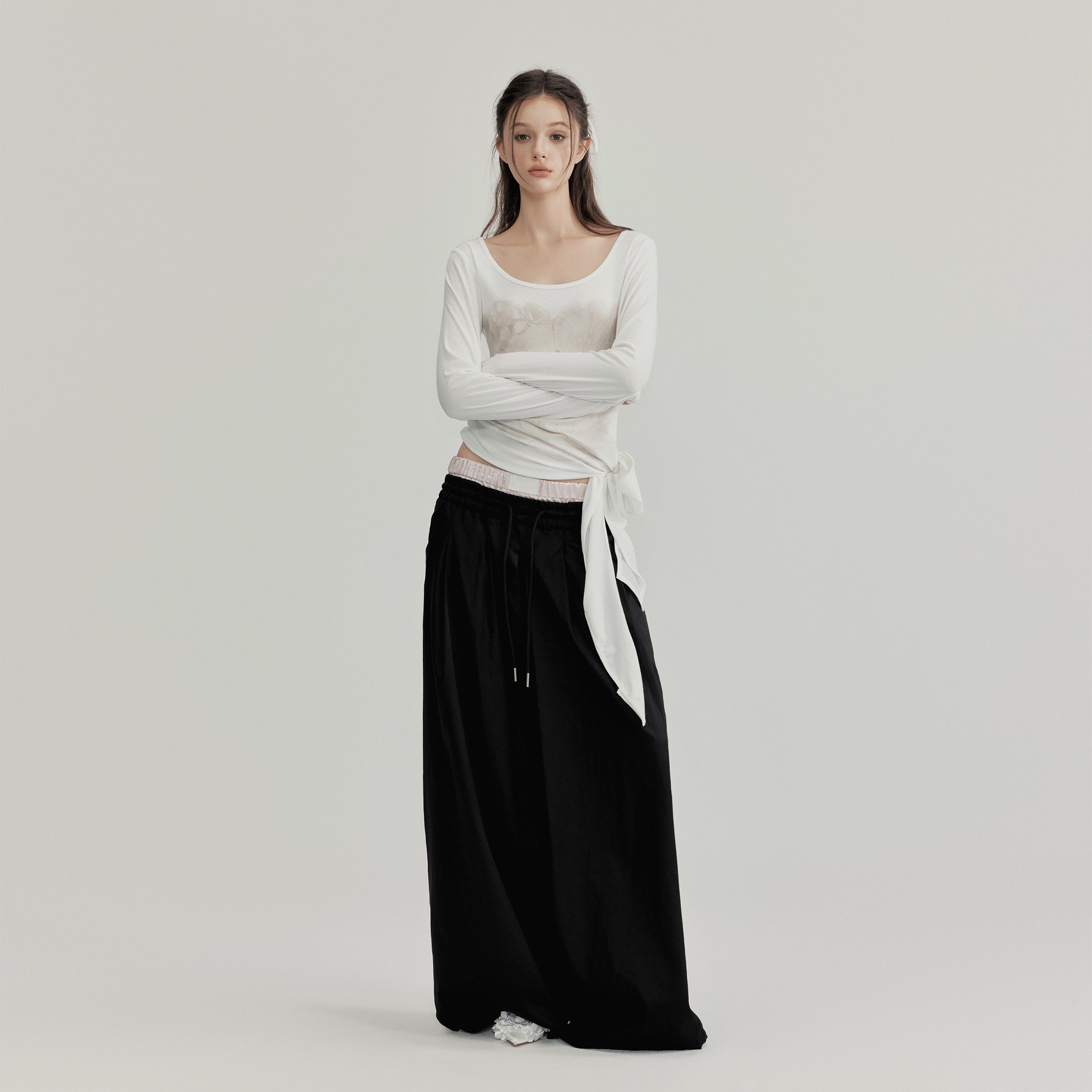 NOMEANSNO N148 Pleated loose pants (2color)