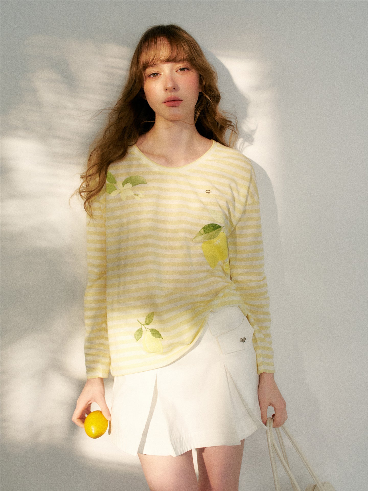16DEWS 16D26126 Lazy loose striped long sleeved T-shirt