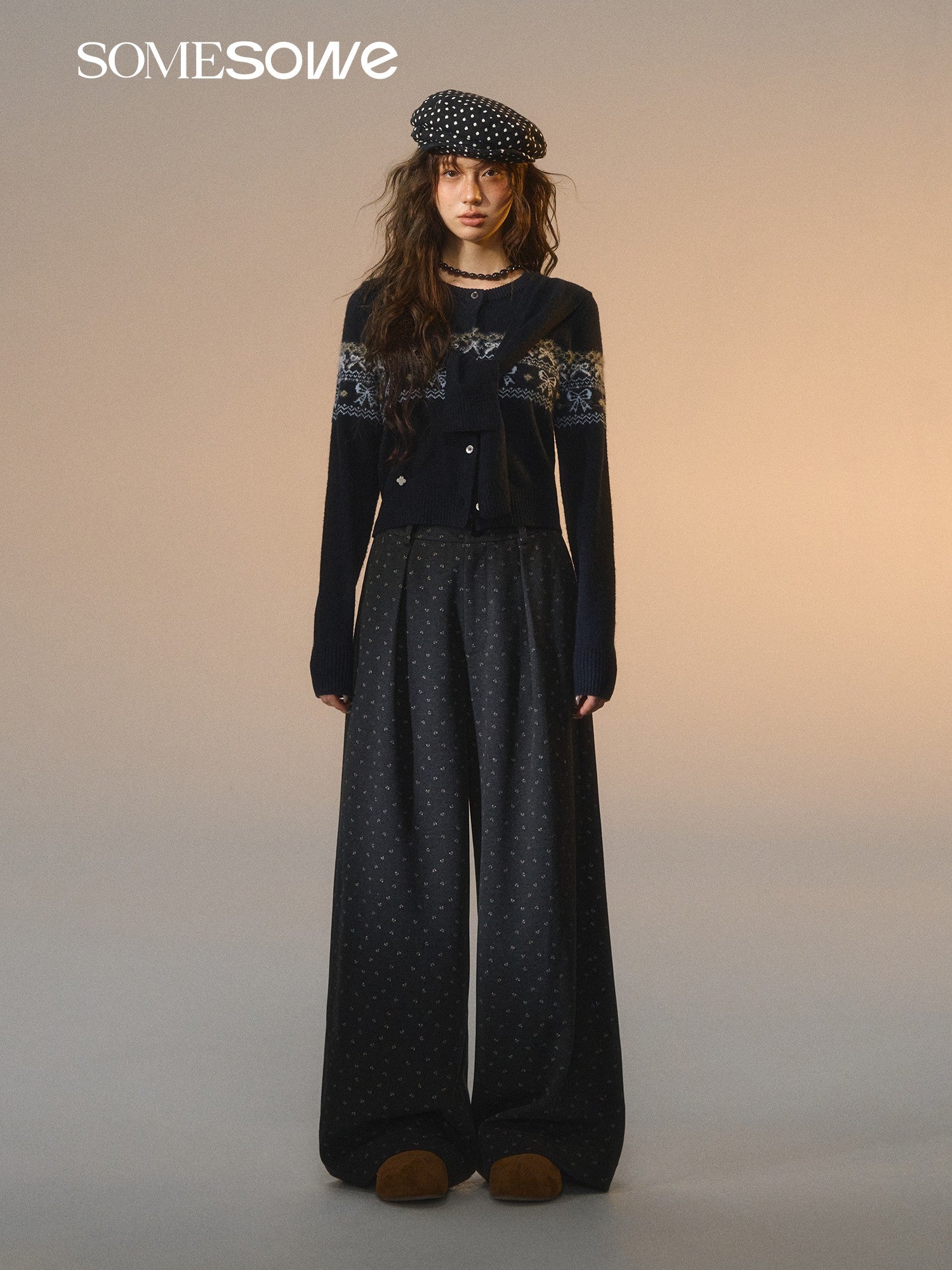 SOMESOWE S2508262 Printed butterfly tie woolen trousers