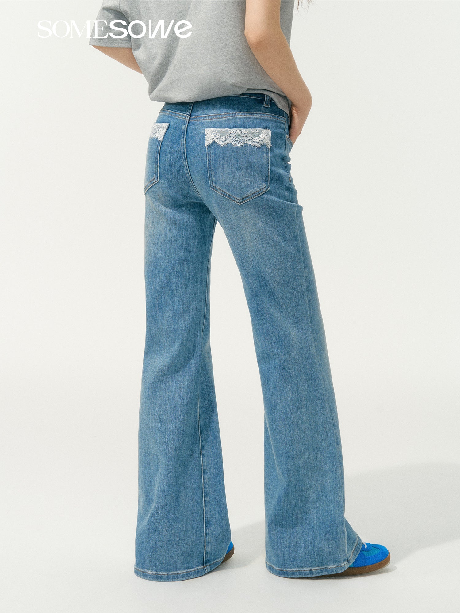 SOMESOWE S2508063 Lace micro flared jeans