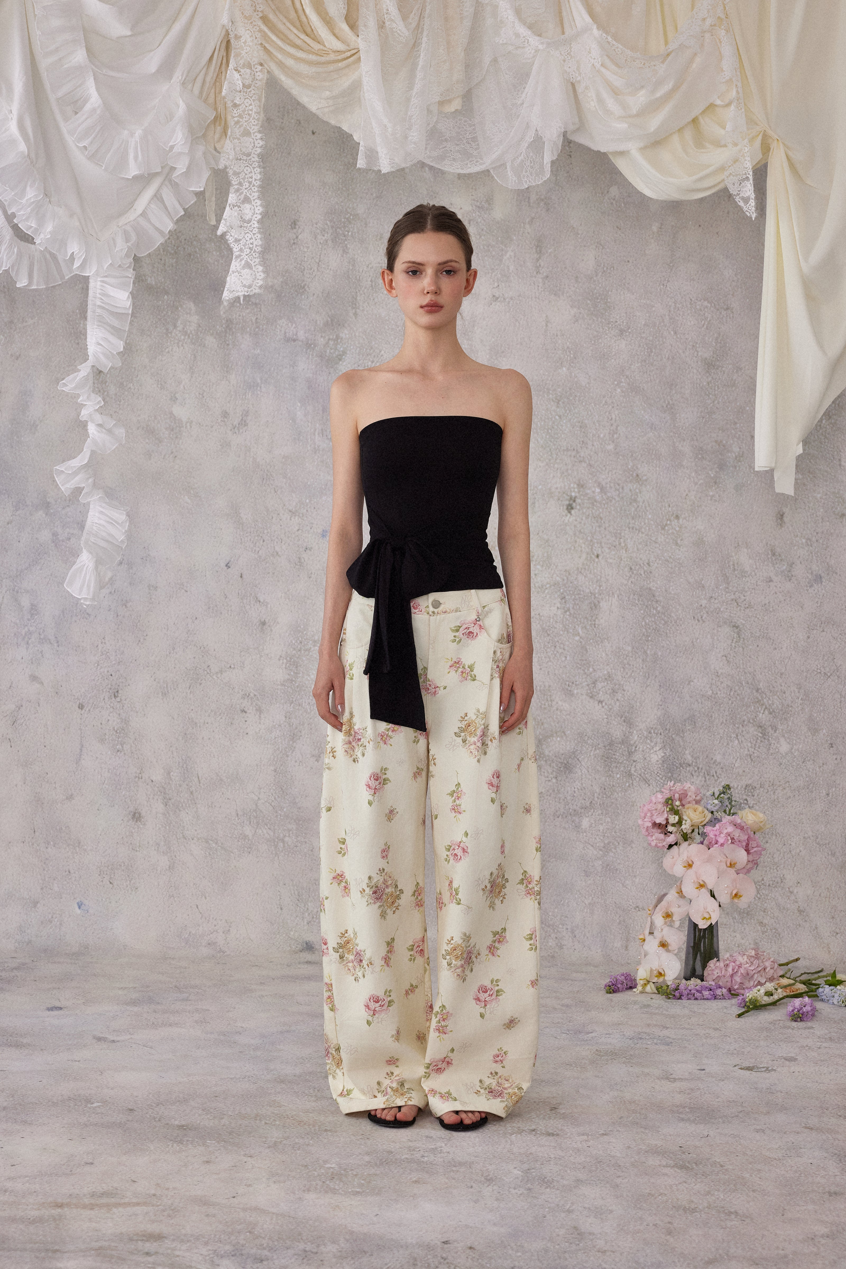 NOMEANSNO N166 Floral denim pants