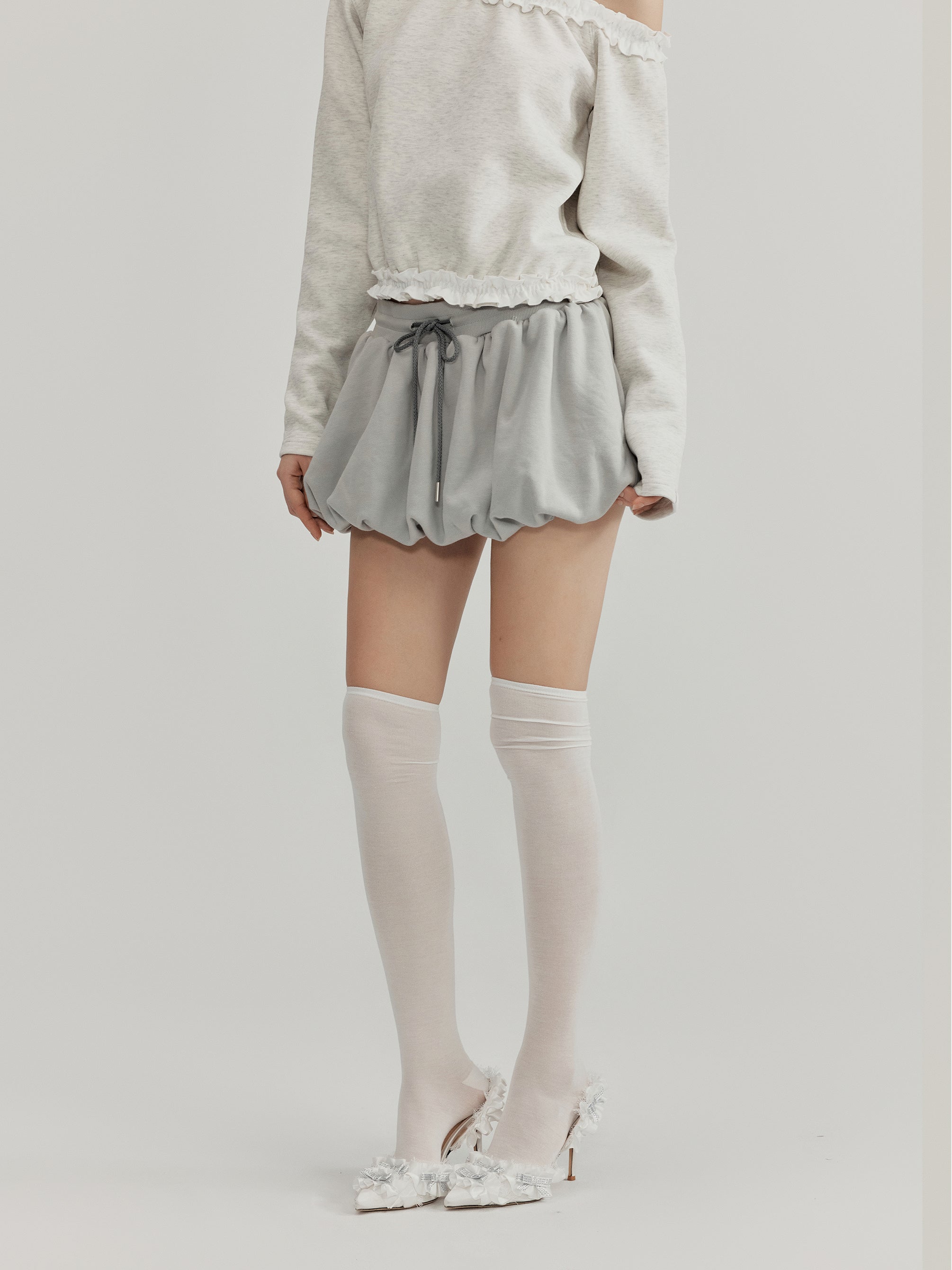 NOMEANSNO N101 Grey floral bud skirt