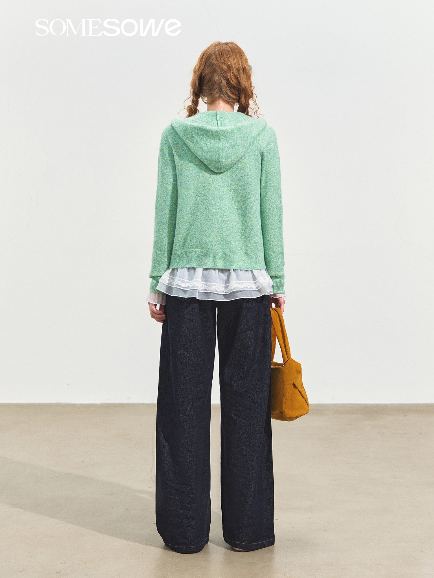 SOMESOWE S2508246 Hooded shawl rolled edge round neck cardigan