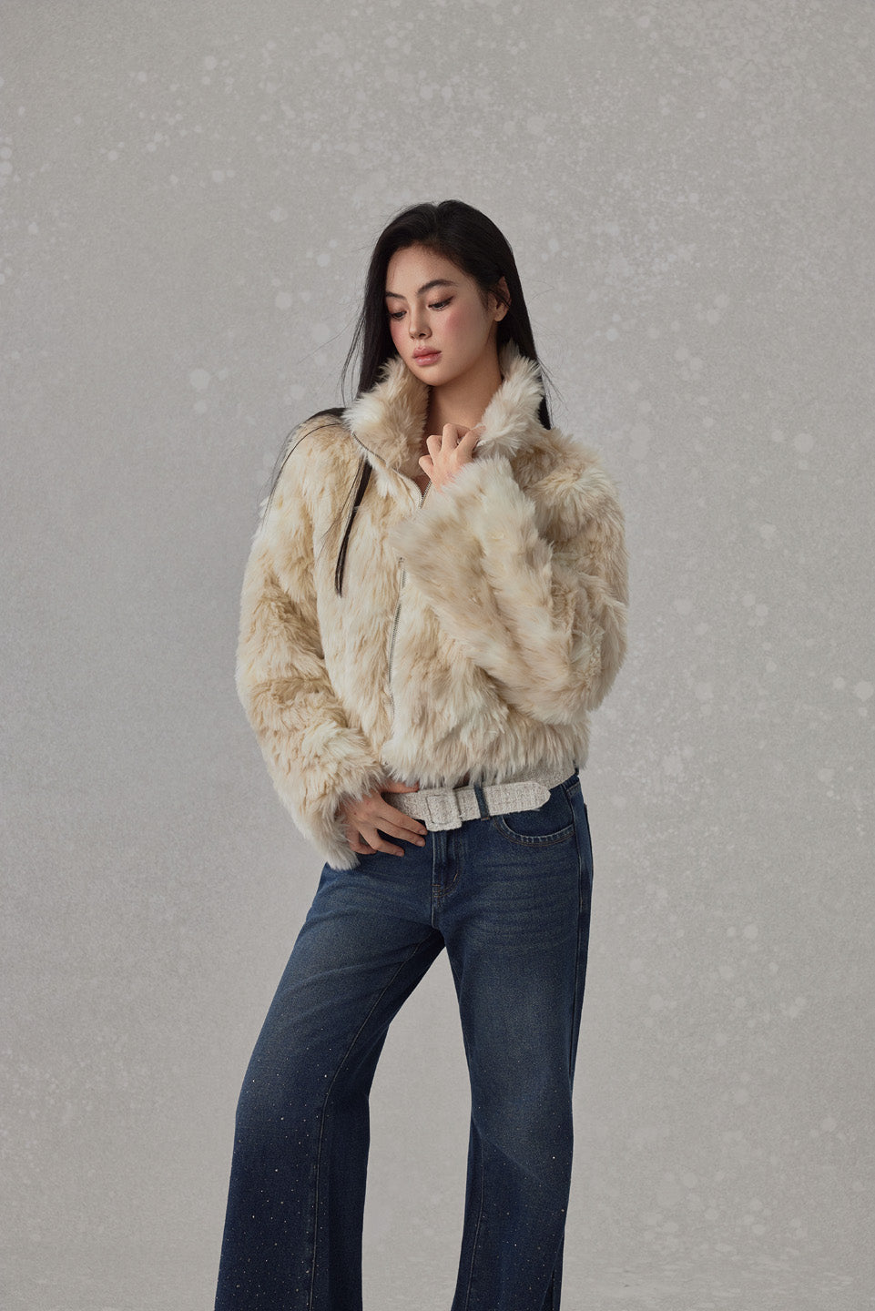 NONCESTNON N274 Zipper lapel fur
