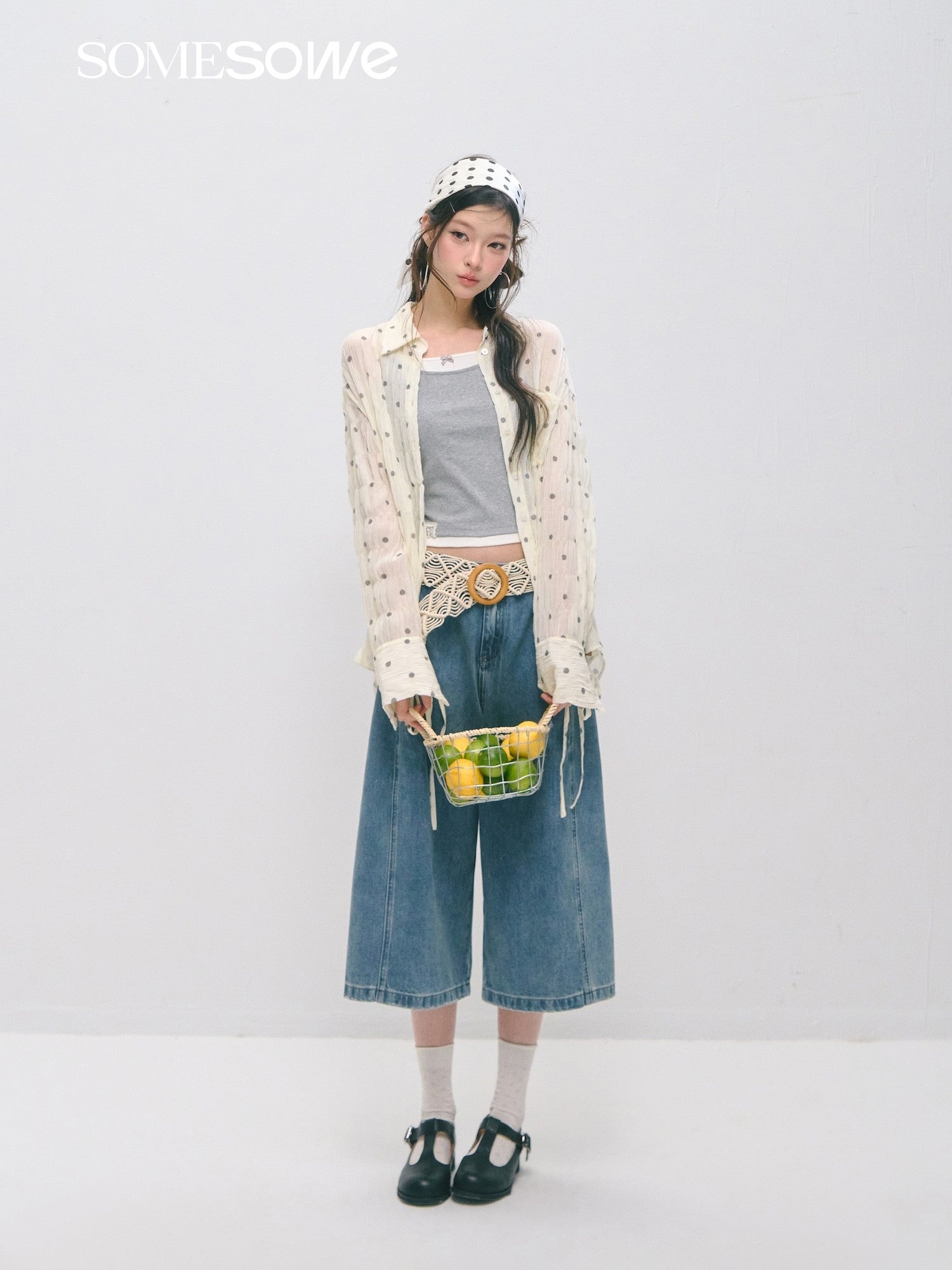 SOMESOWE S2509020 Atmosphere pleated polka dot shirt