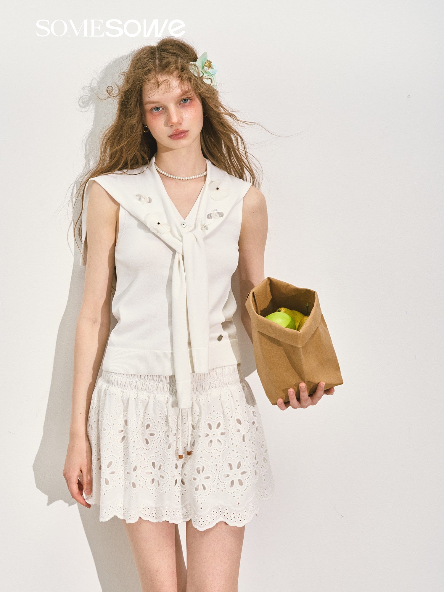 SOMESOWE S2508150 Sailor collar shawl vest