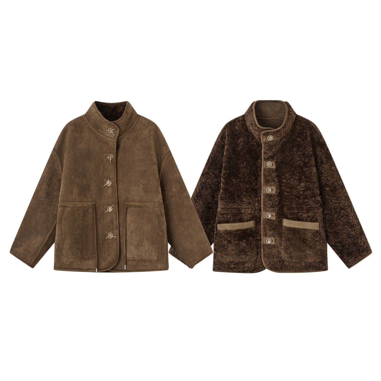 SOMESOWE S2508328 Double sided lambhair one-piece jacket