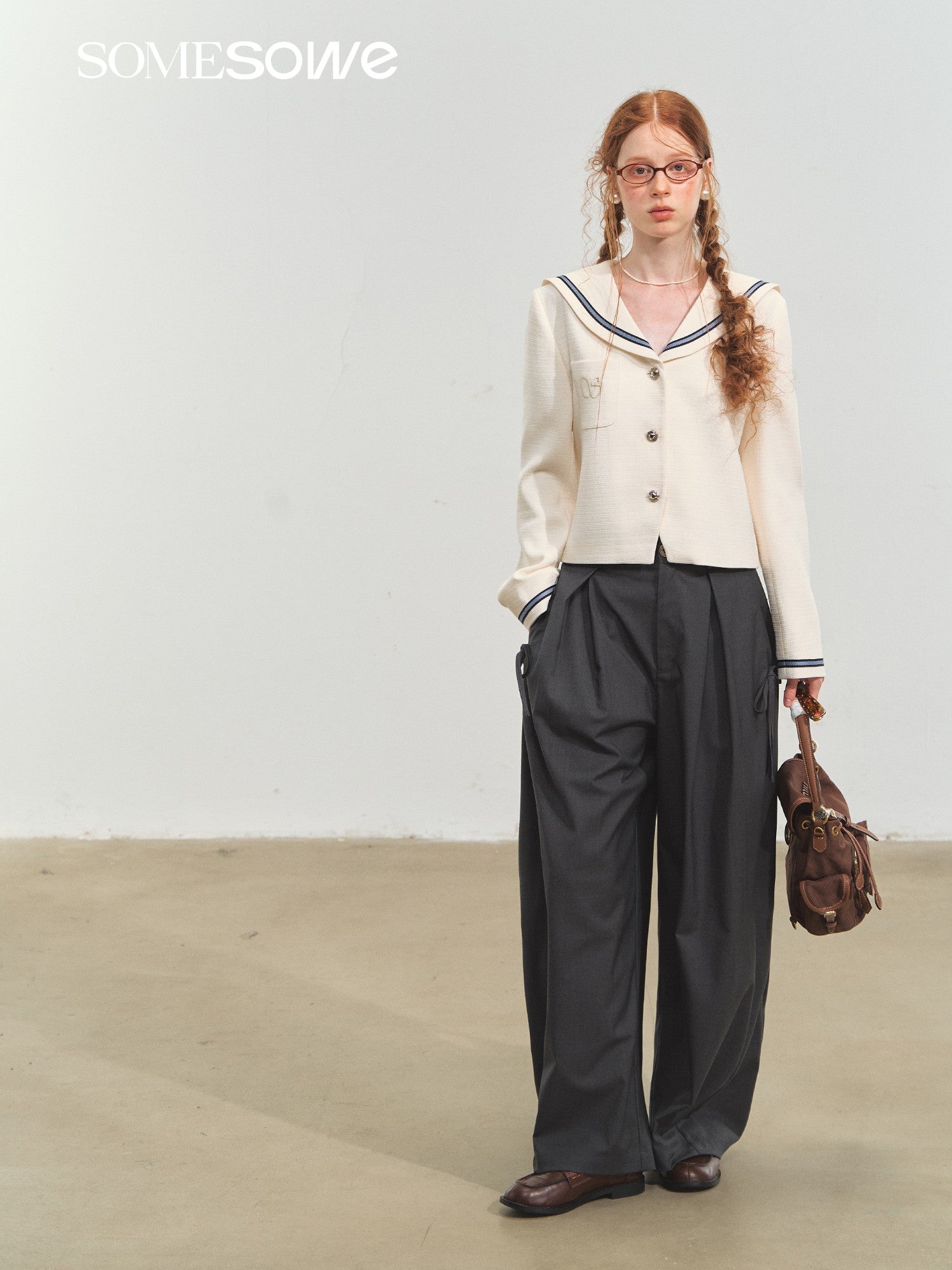 SOMESOWE S2508204 Sailing style embroidered tweed short jacket