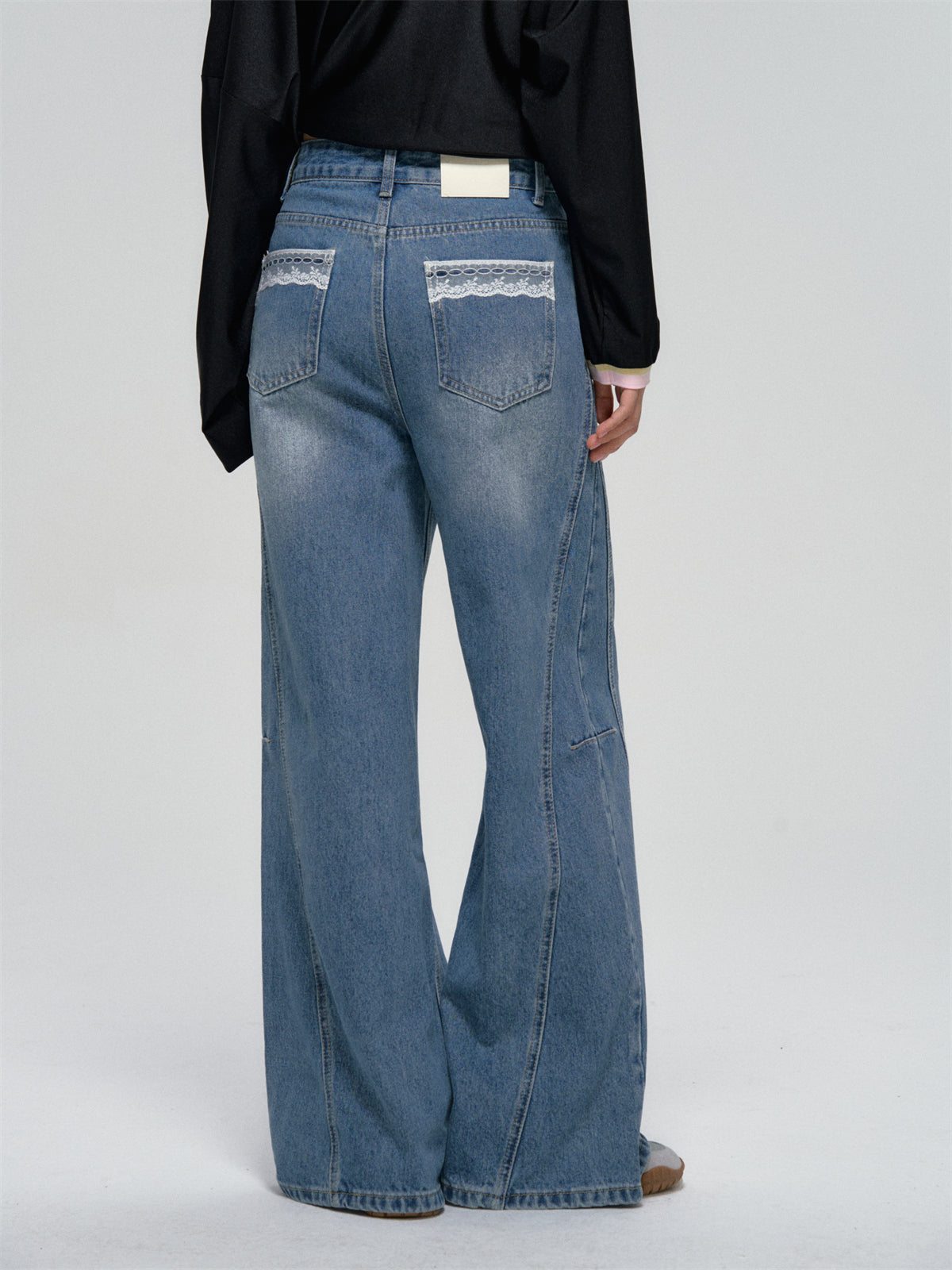 AsGony ASG25086 Lace straight leg jeans