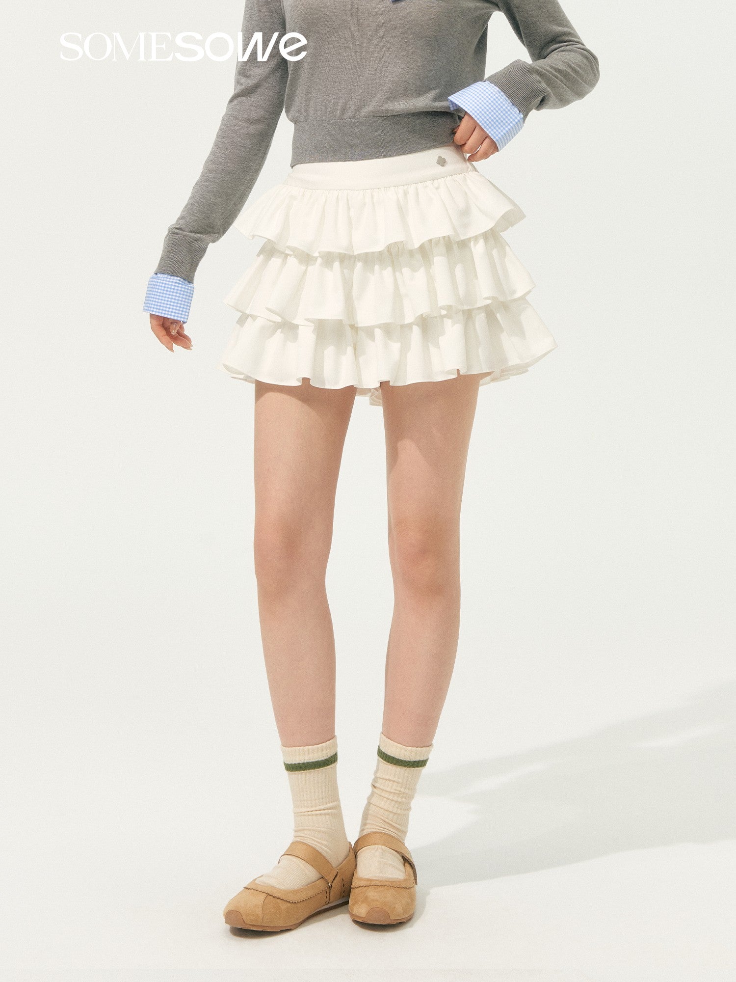 SOMESOWE S2508183 Ballet style multi-layer pleated skirt pants