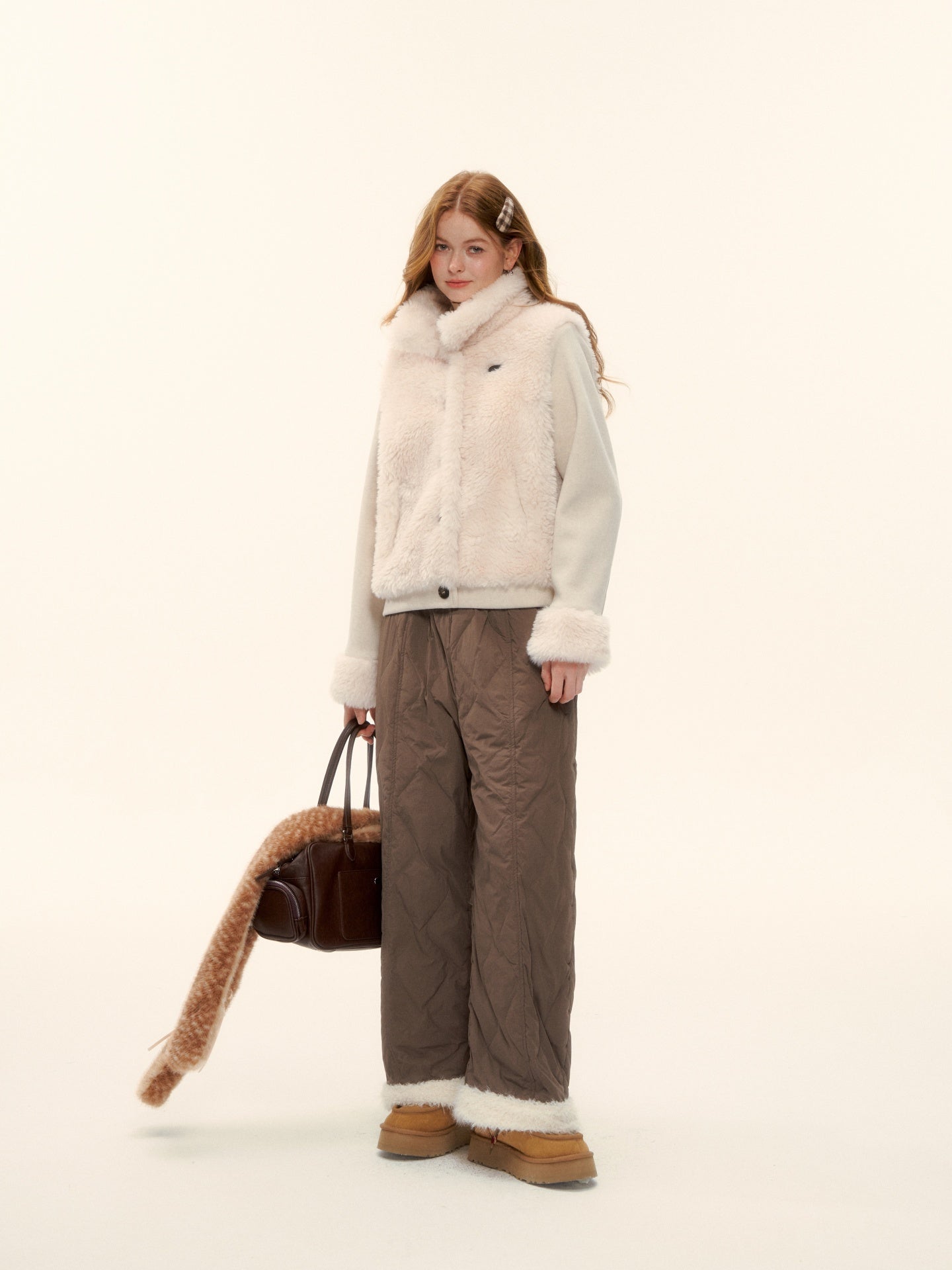 AsGony ASG25614 Edge stitched elastic waist casual pants