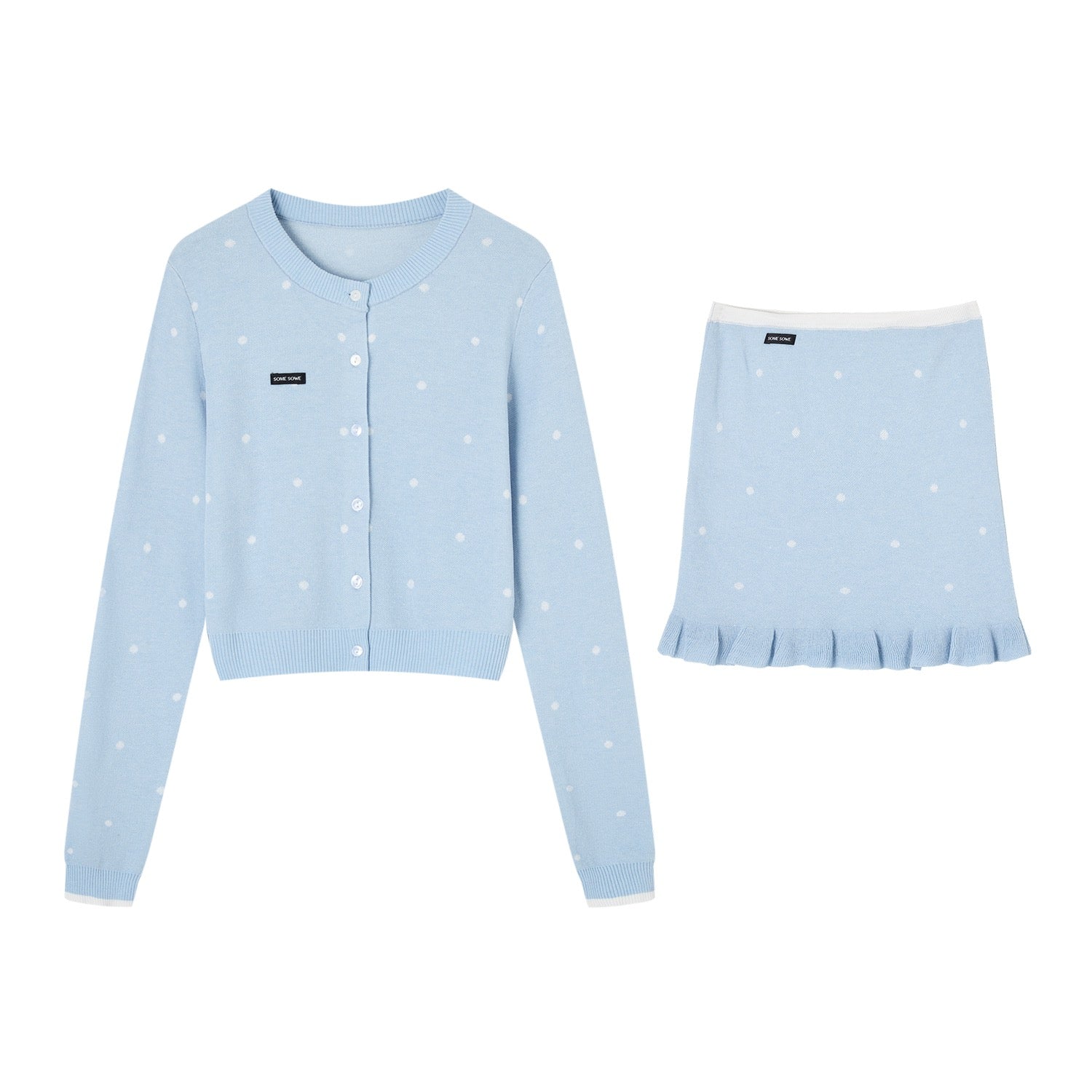 SOMESOWE S2509028 Ruffle strapless cardigan set