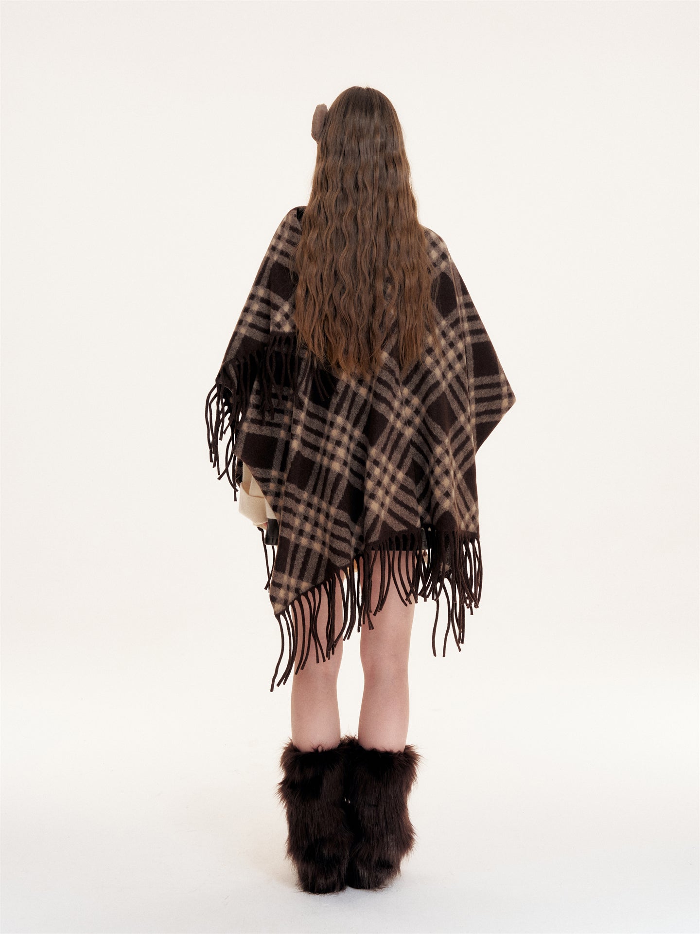 16DEWS 16D25419 Long plaid shawl
