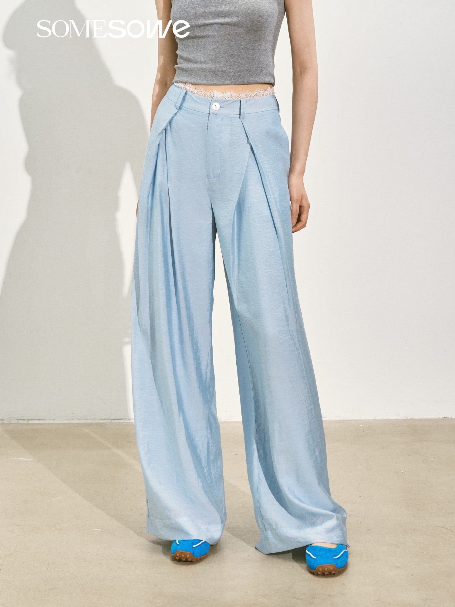 SOMESOWE S2508125 Pearlescent organza cool trousers (3color)