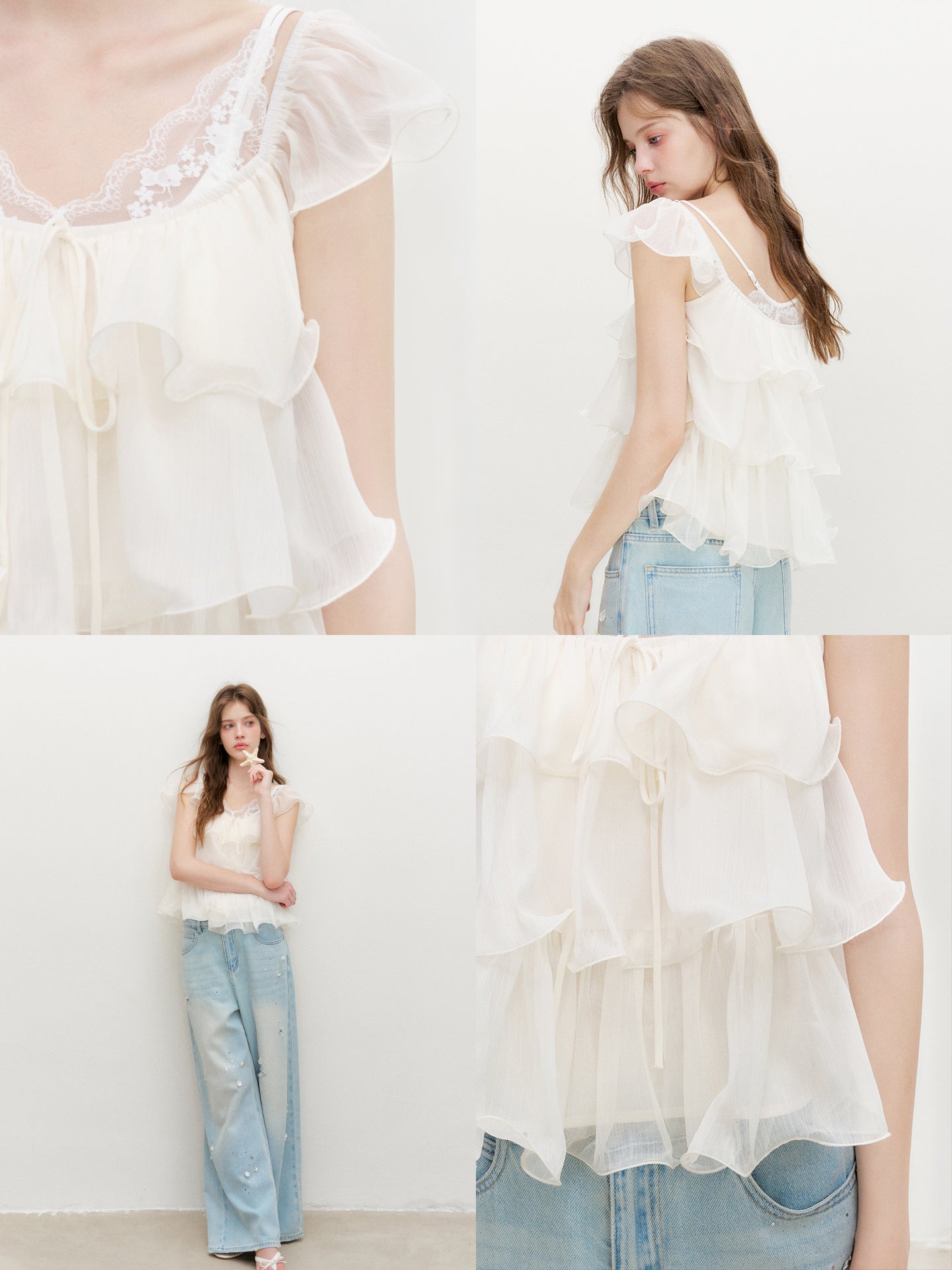 16DEWS 16D26366 Tiered Ruffle Camisole Top