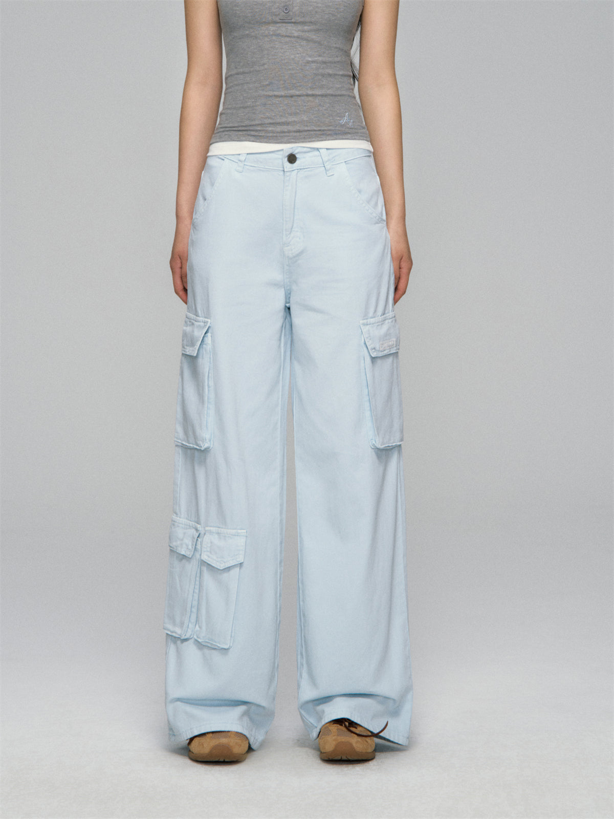 AsGony ASG25153 Wide leg workwear straight leg jeans (3color)