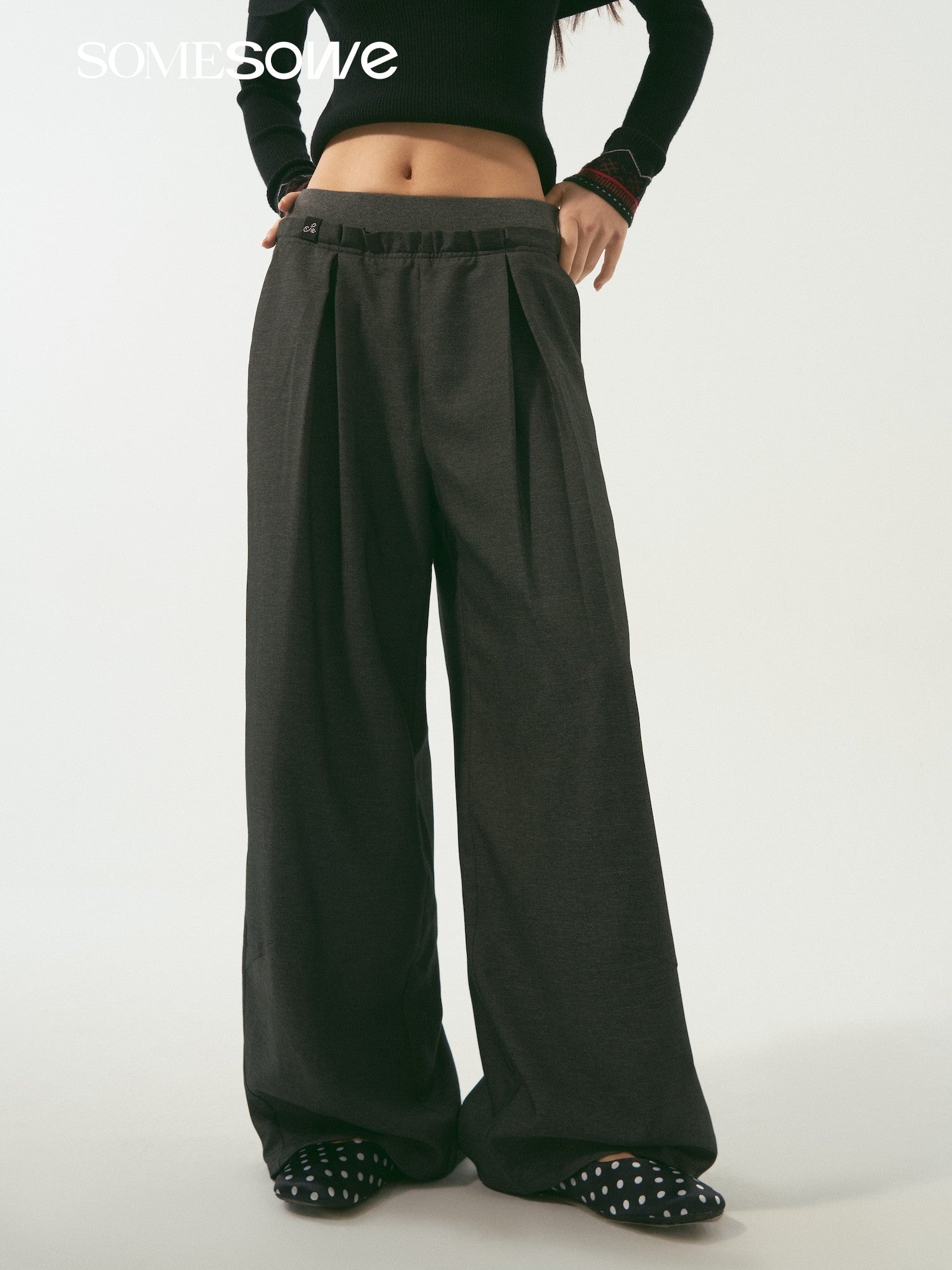 SOMESOWE S2509015 Double waisted loose crescent casual pants