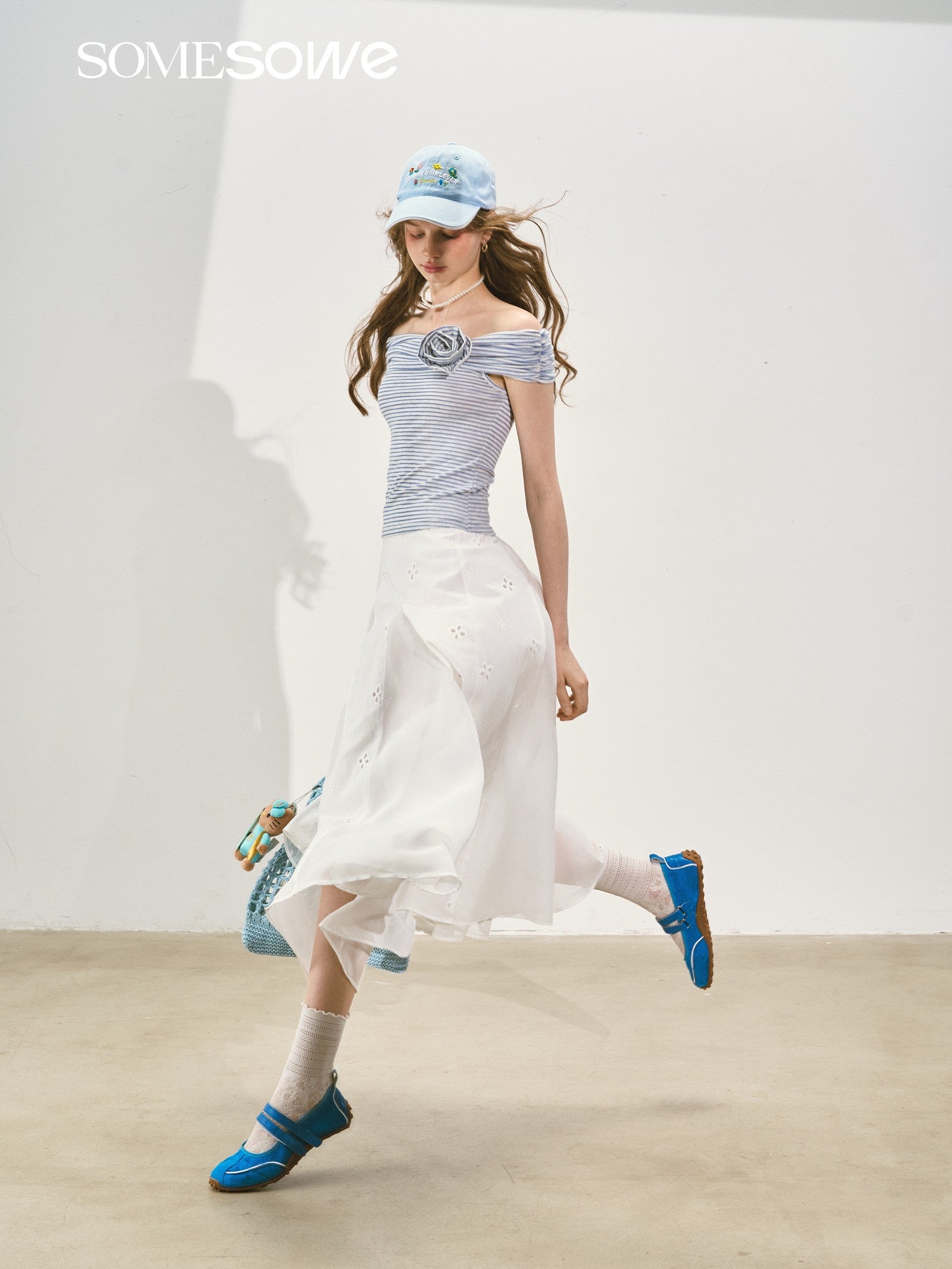 SOMESOWE S2508145 Striped rose one shoulder top