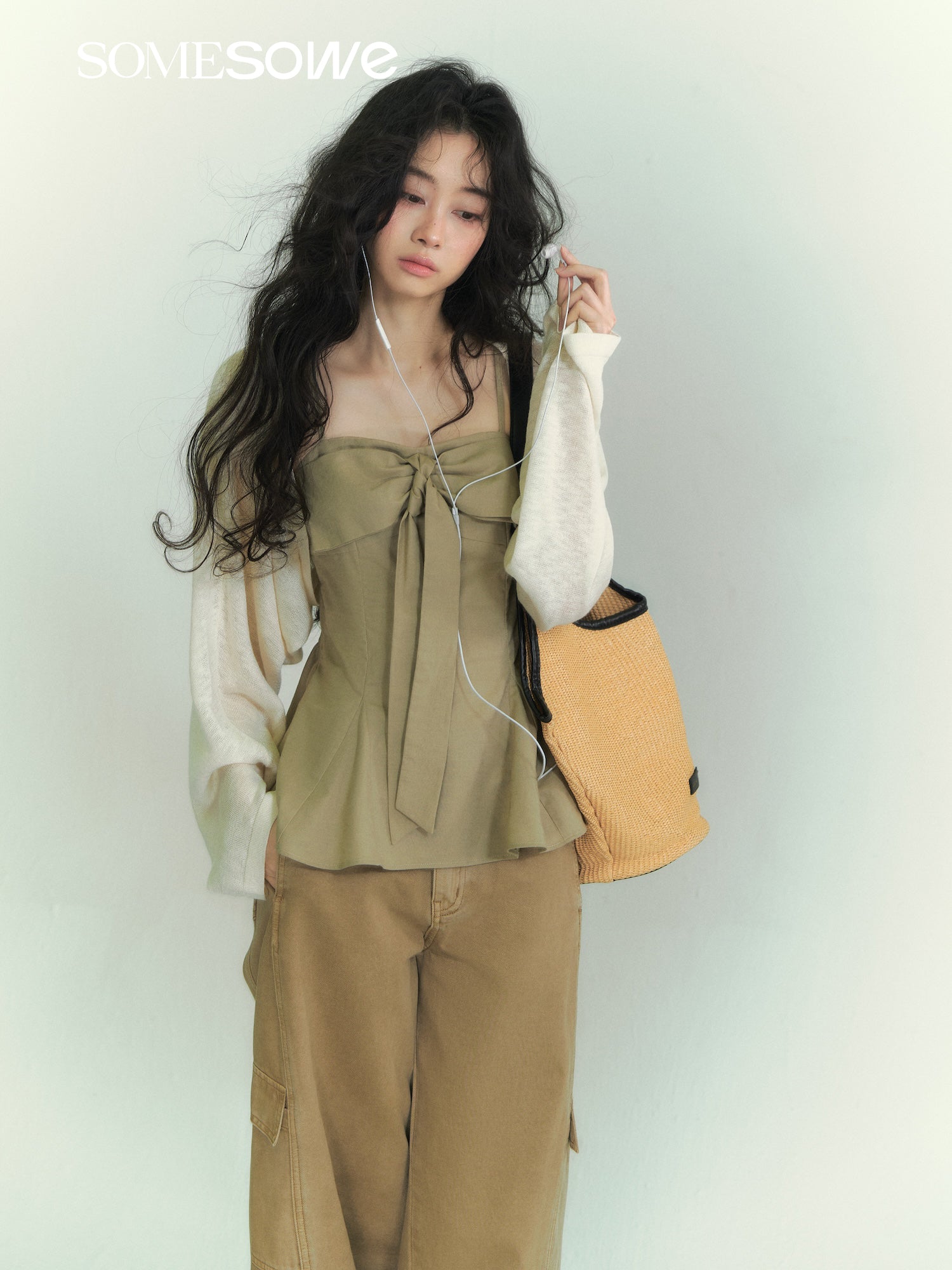 SOMESOWE S2609080&S2609078 Batwing sleeve Cooling sensation cardigan + camisole