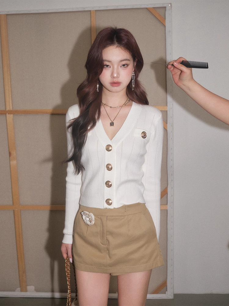 OLIVIA DUO DSY25352 Gold Buttons Knit Top(2color)