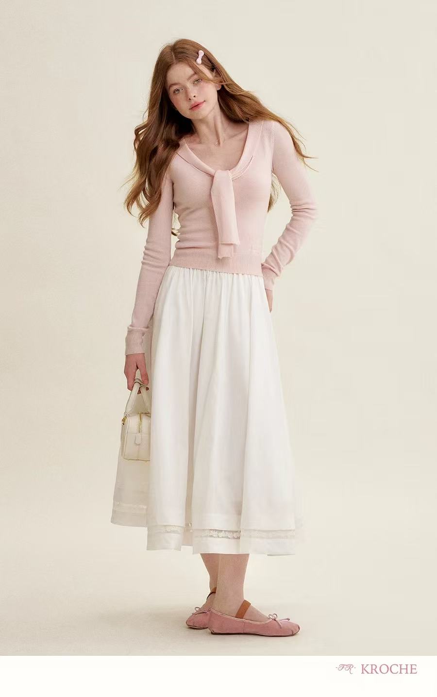 Kroche Embroidered lace patchwork long skirt