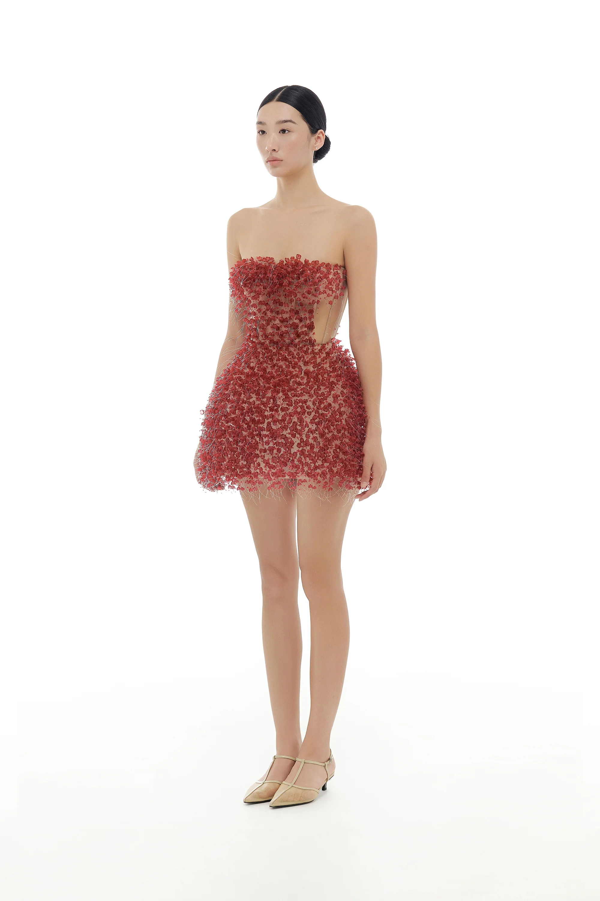Montsand Flowers Mini Dress-Red