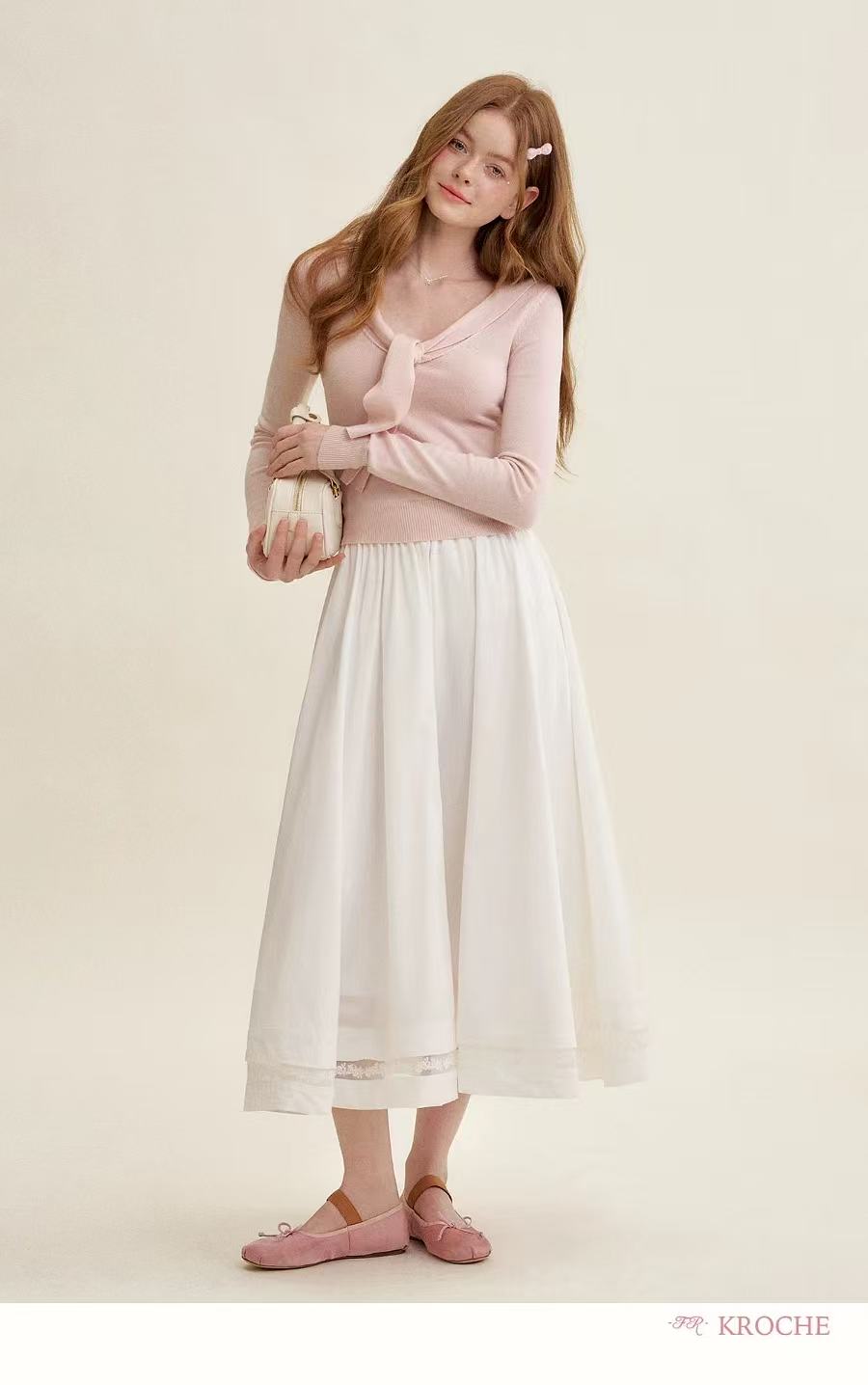 Kroche Embroidered lace patchwork long skirt