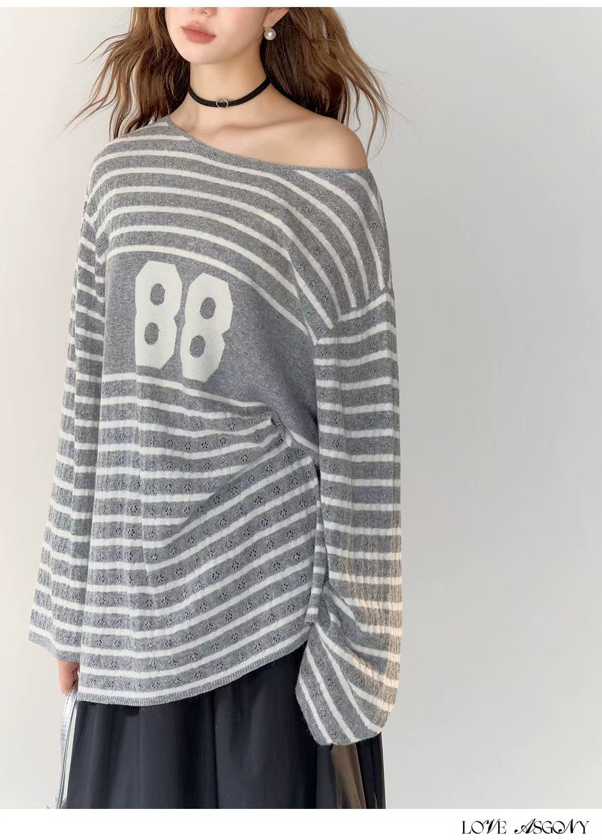 AsGony ASG24724 Striped knitted top