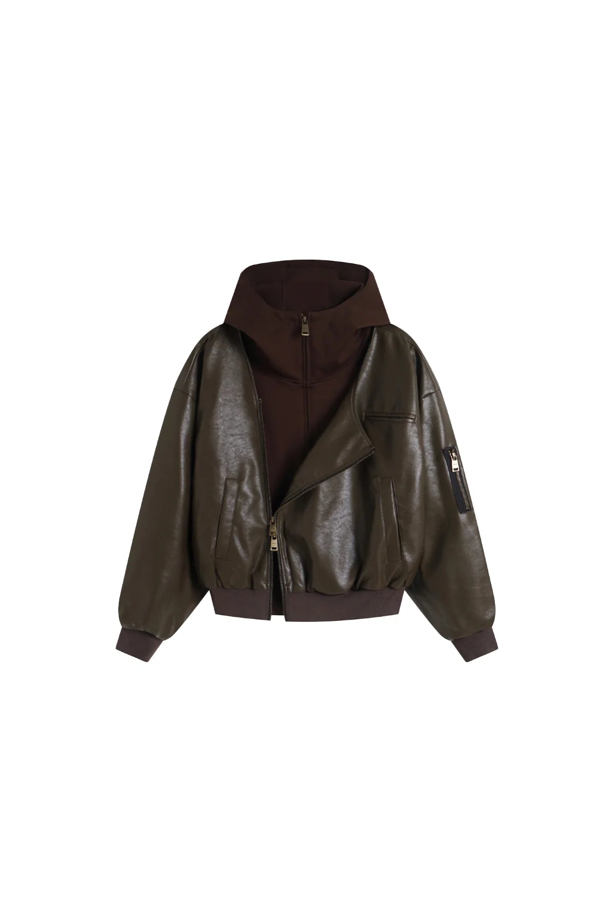 YJ1NGZYZJ OVERSIZED LEATHER BOMBER JACKET