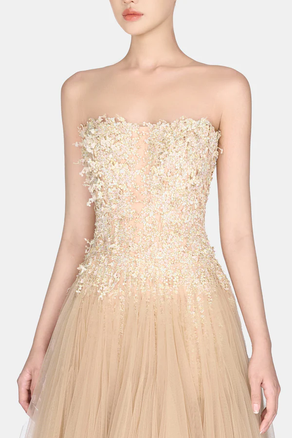 Montsand Pastel Beaded Lace Midi Dress
