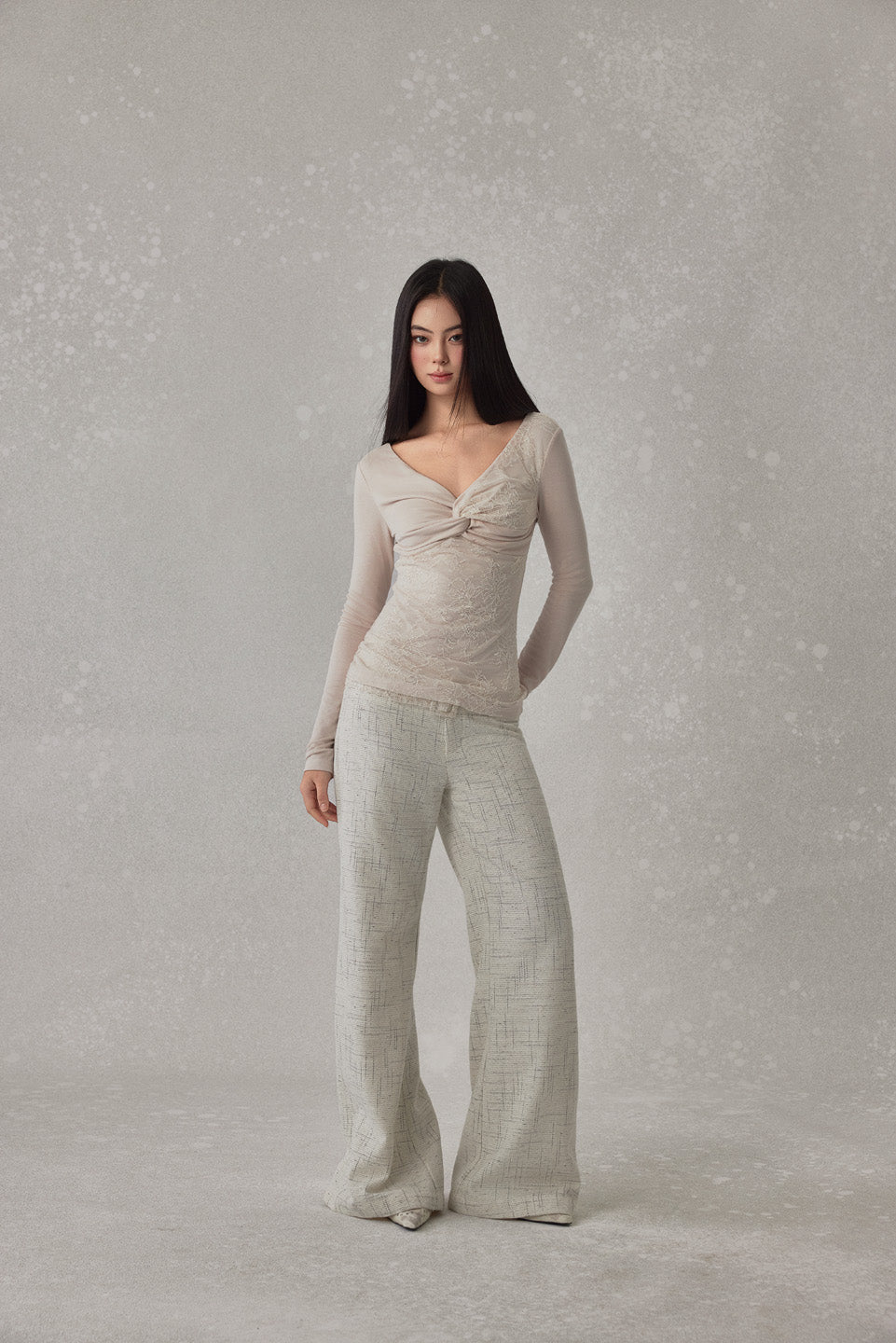 NONCESTNON N251 Lace knot long sleeved top