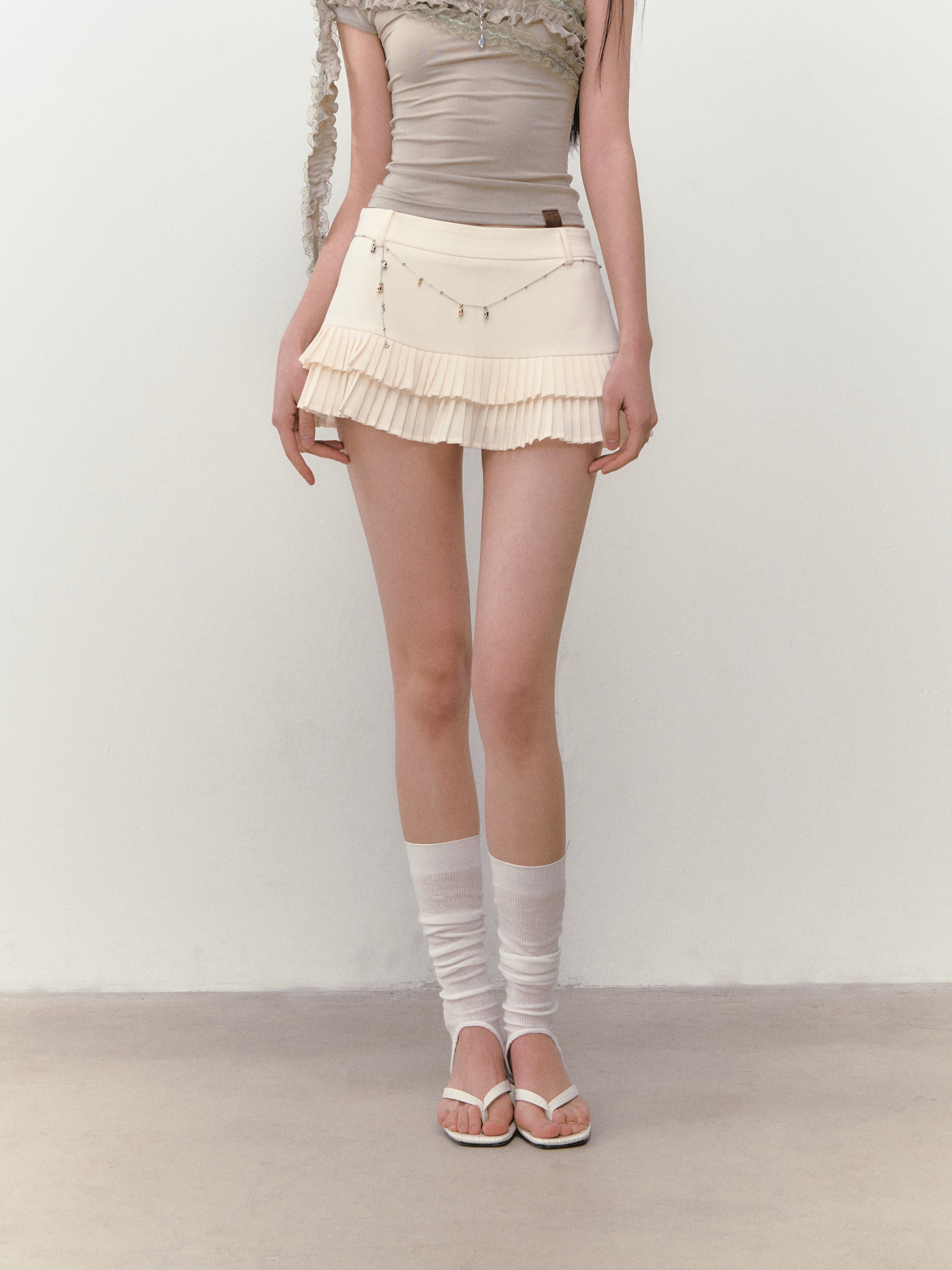VIA PITTI VIABS307 Low waist pleated skirt (2color)