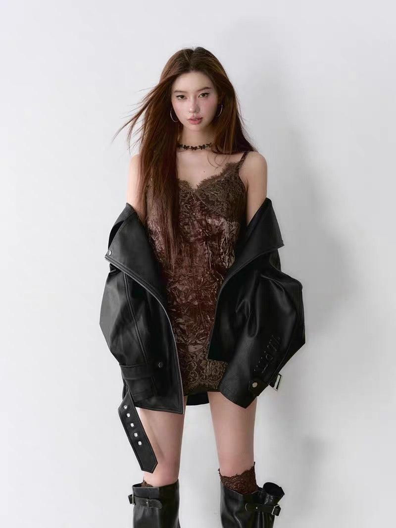 VIA PITTI V24DTP089 Lace Brown Dress