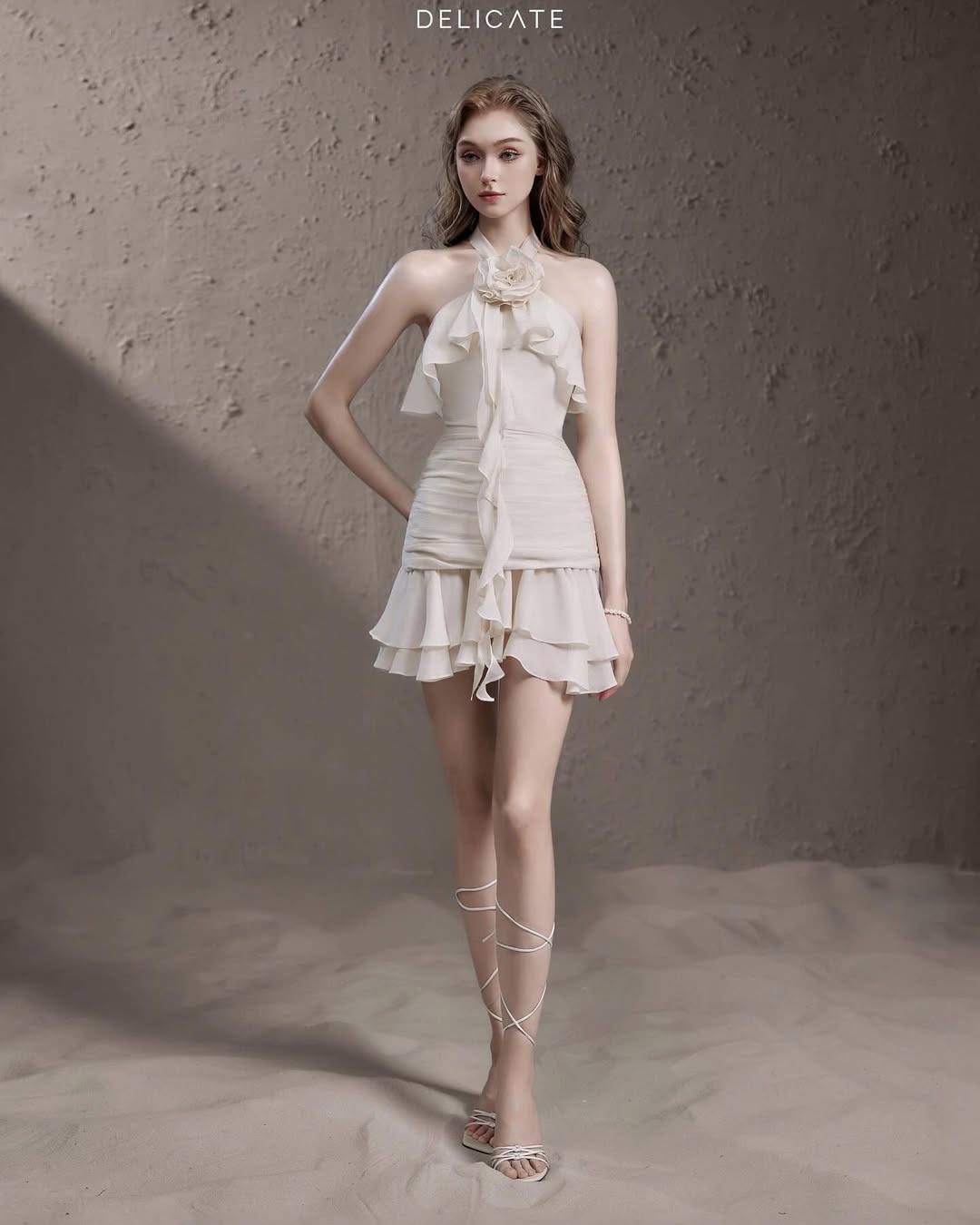 Delicate Rose halter-neck dress