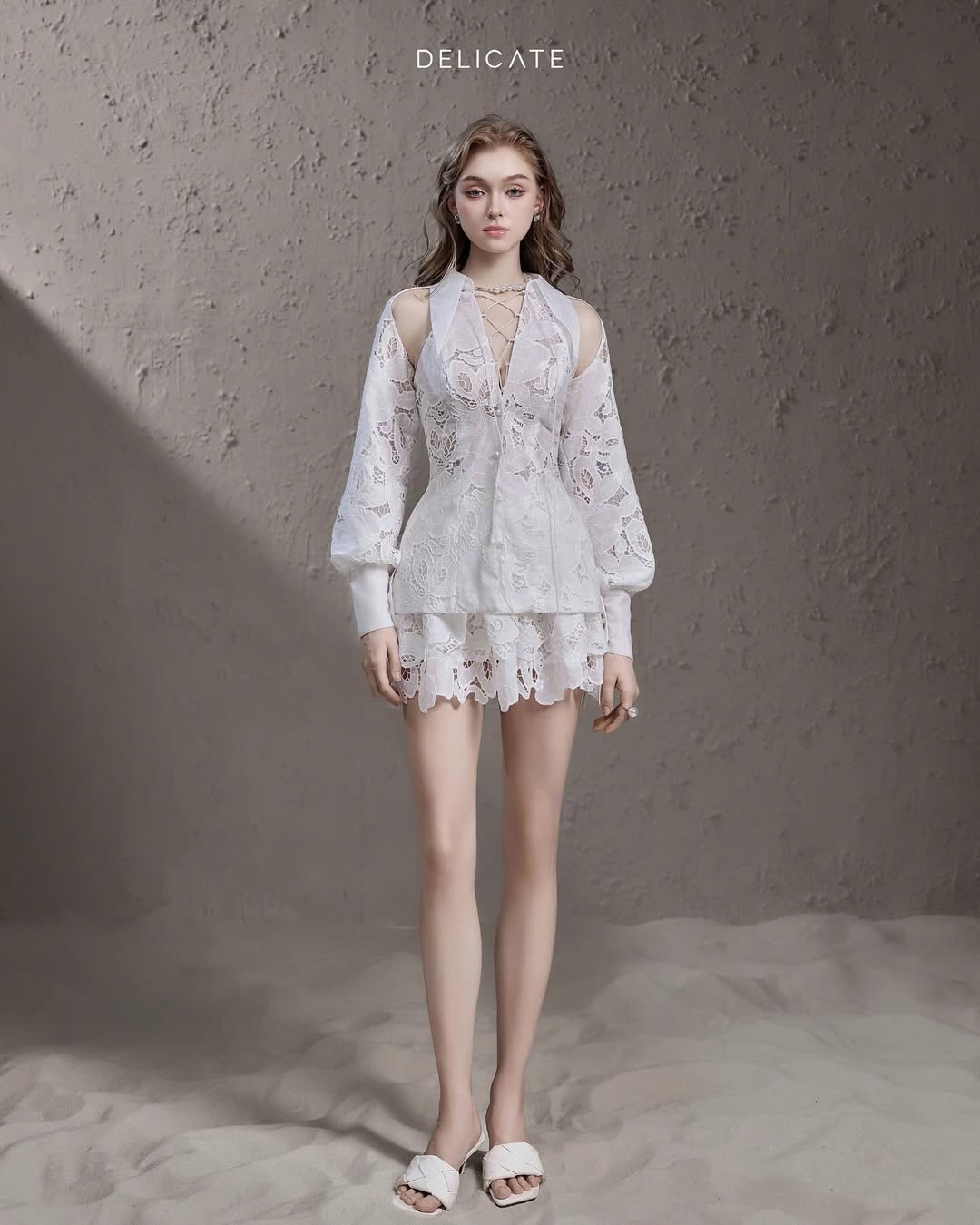 Delicate Lace hollow top + skirt set (seperate)