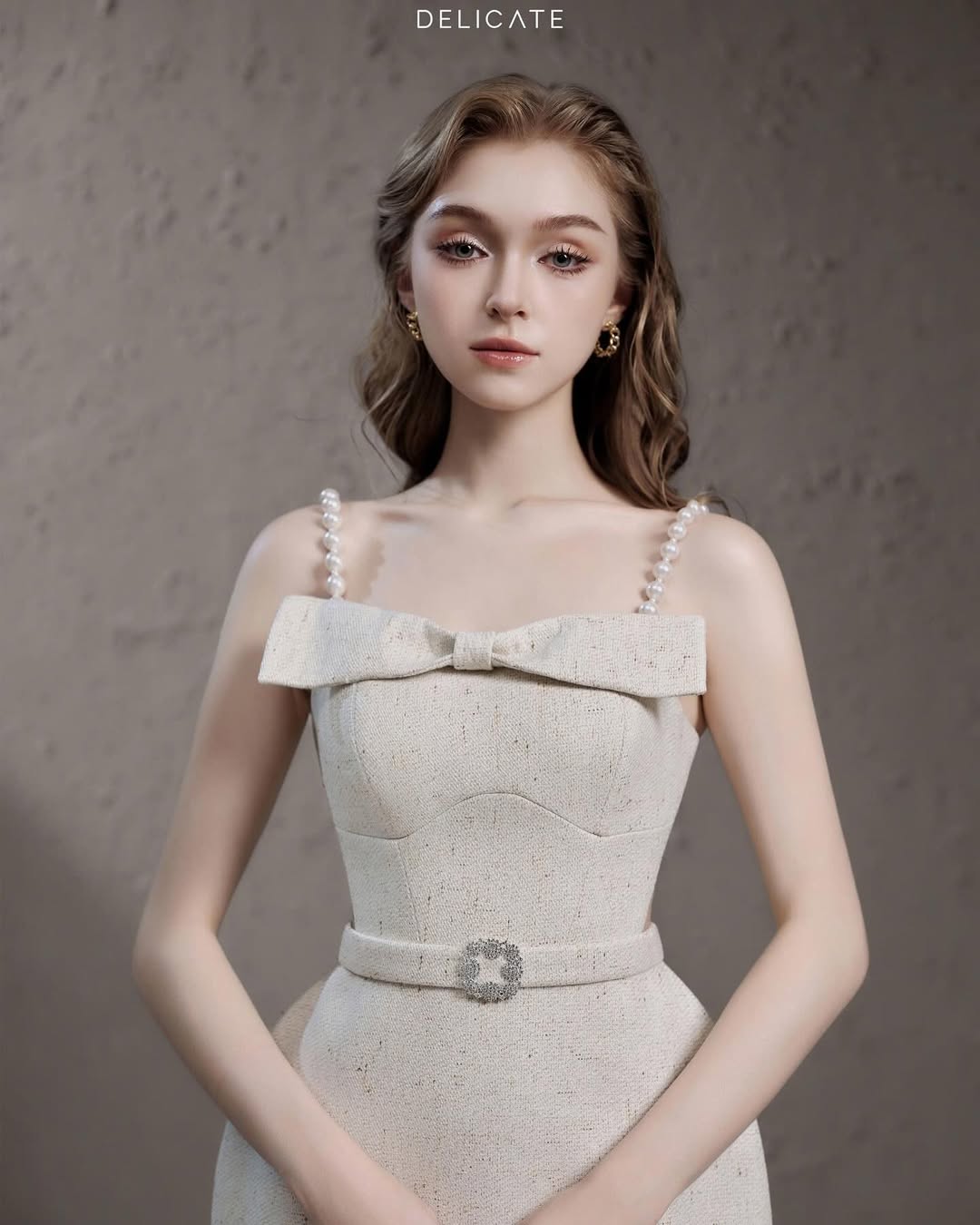 Delicate Bow tie waist cinching camisole dress