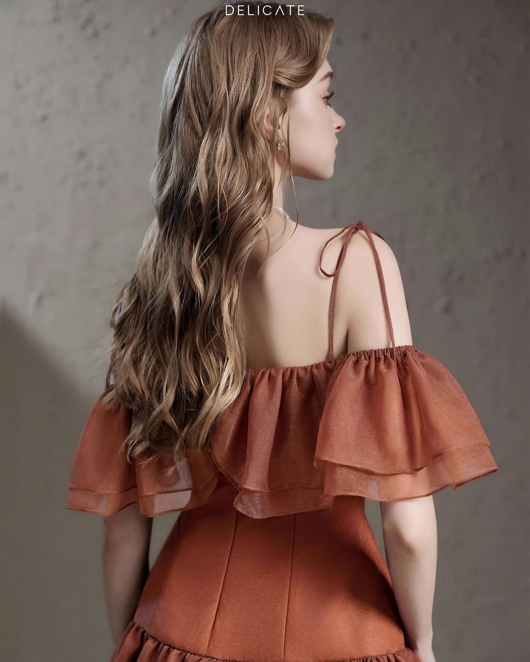 Delicate Rose chiffon camisole dress-red