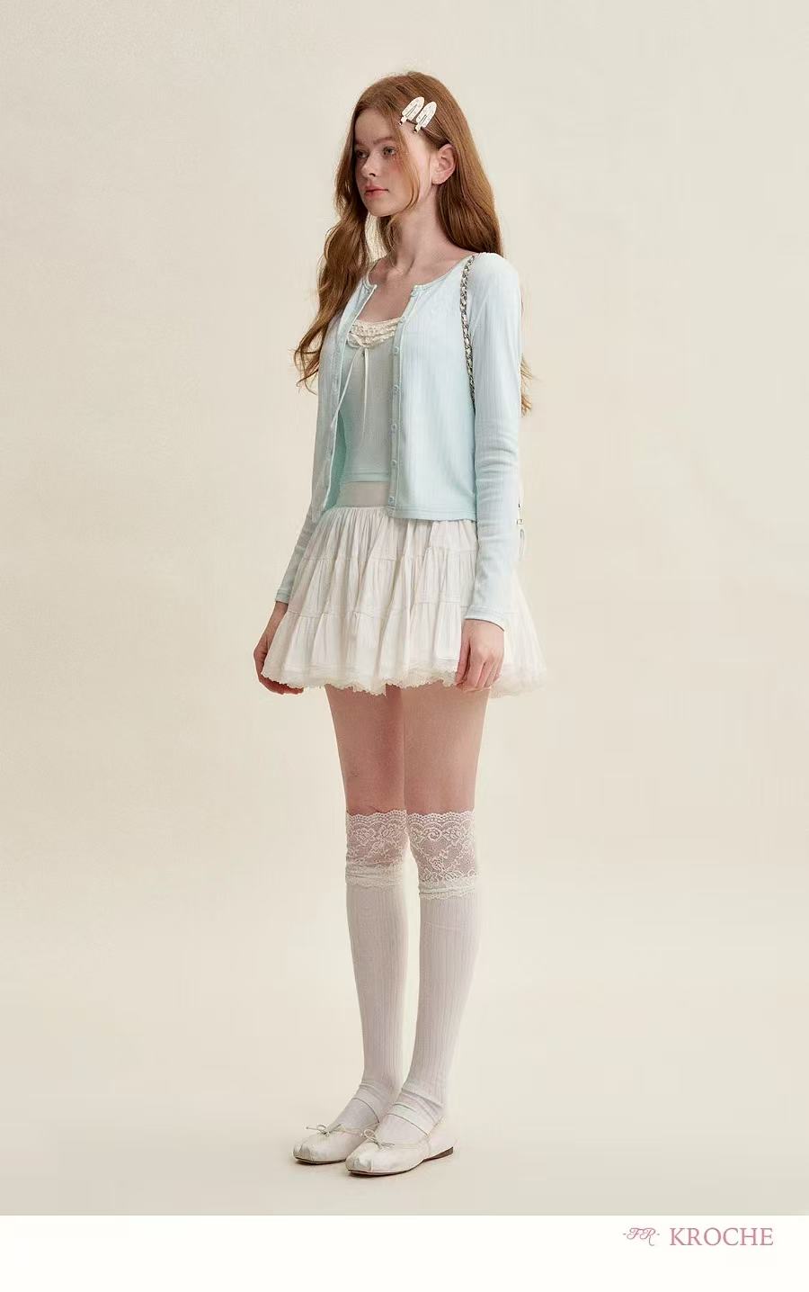 Kroche French style lace suspender + cardigan set