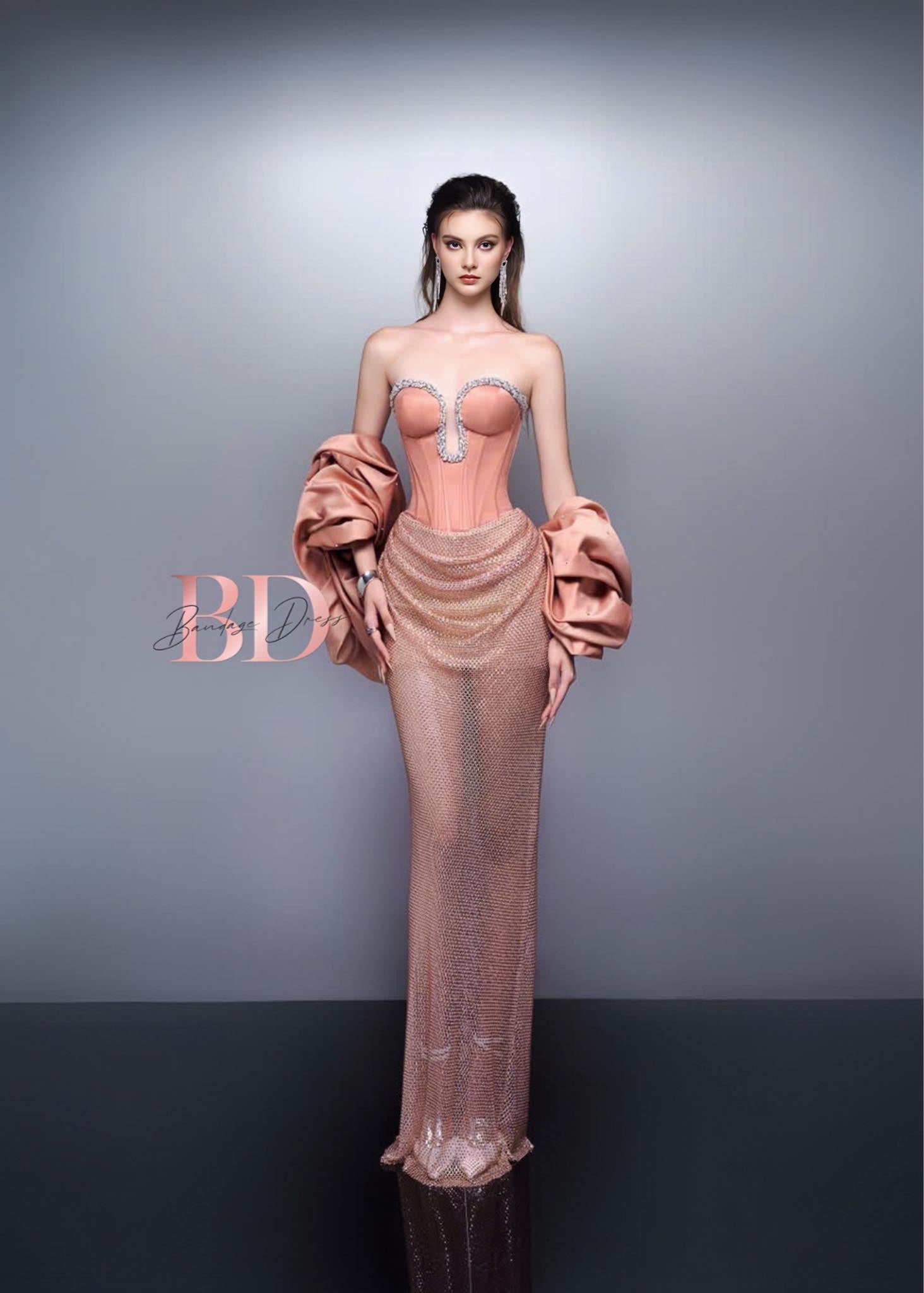 Bandage Dress Pink Diamond Set