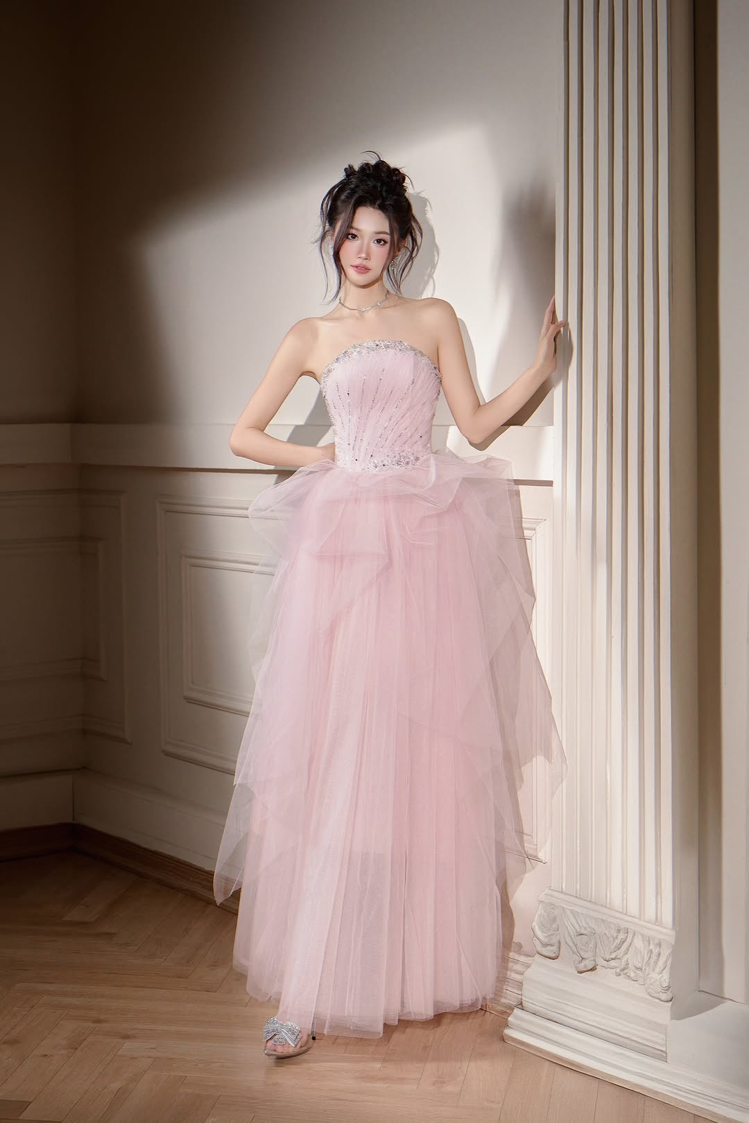 Lovelyn Off-Shoulder tulle strapeless croset dress