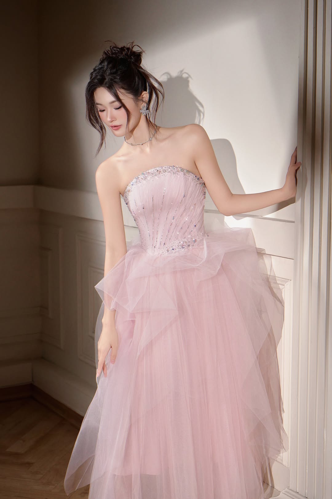 Lovelyn Off-Shoulder tulle strapeless croset dress