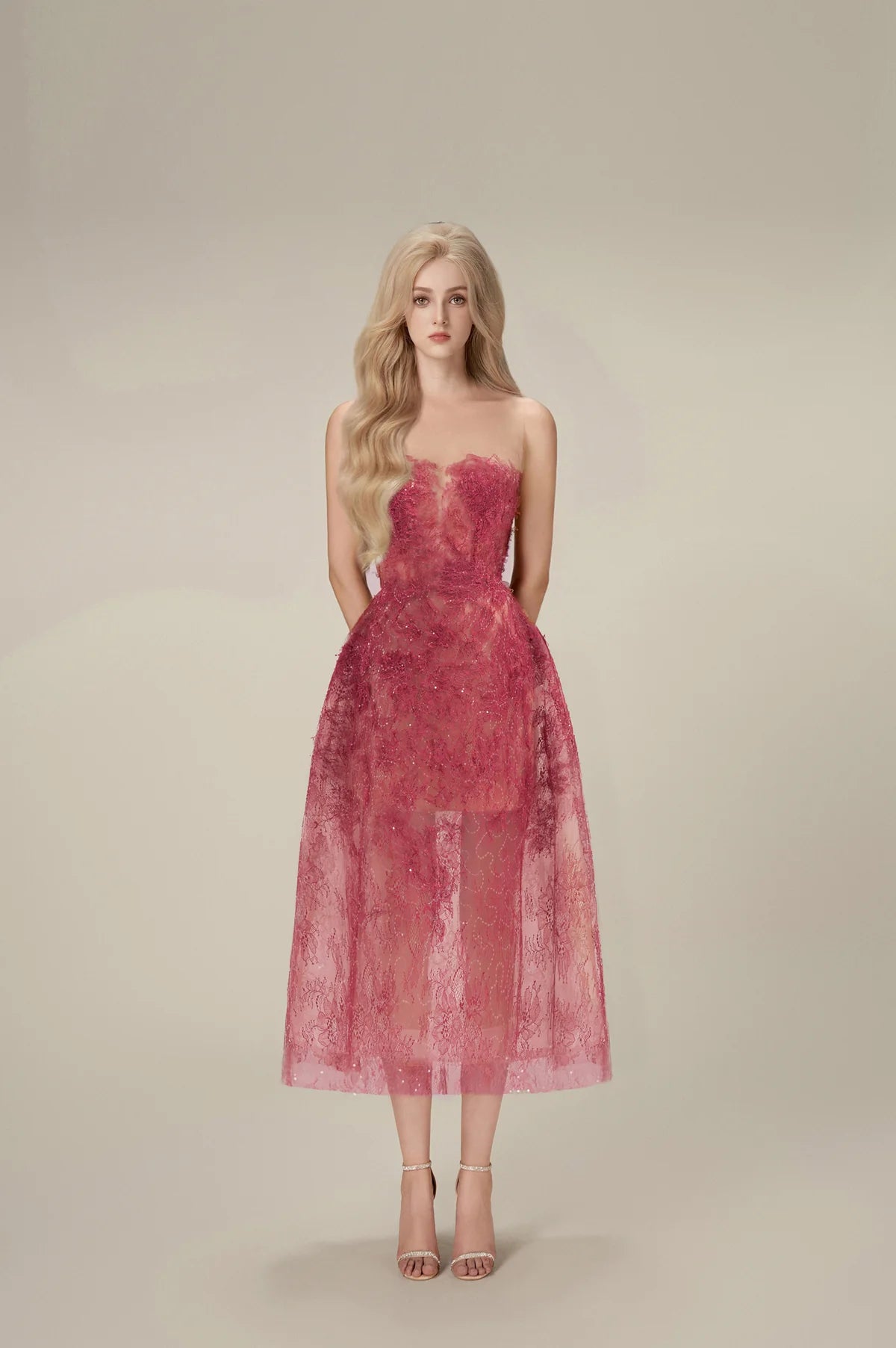 Lobbster Red Beaded Lace Mini Dress CHUUI_Collection Lobbster Red Beaded Lace Mini Dress CHUUI_Collection